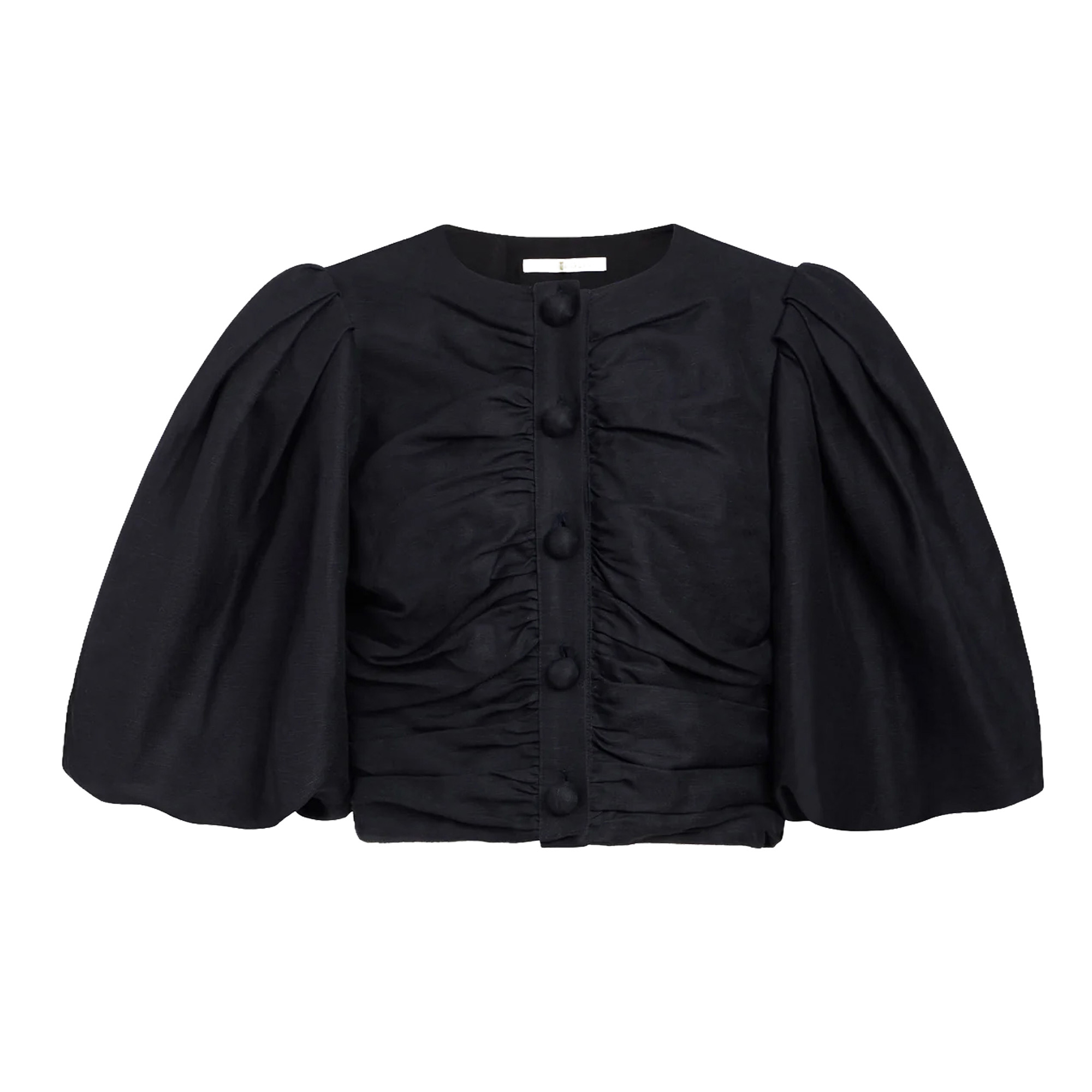 Rowan Puff Sleeve Button Detail Crop Top