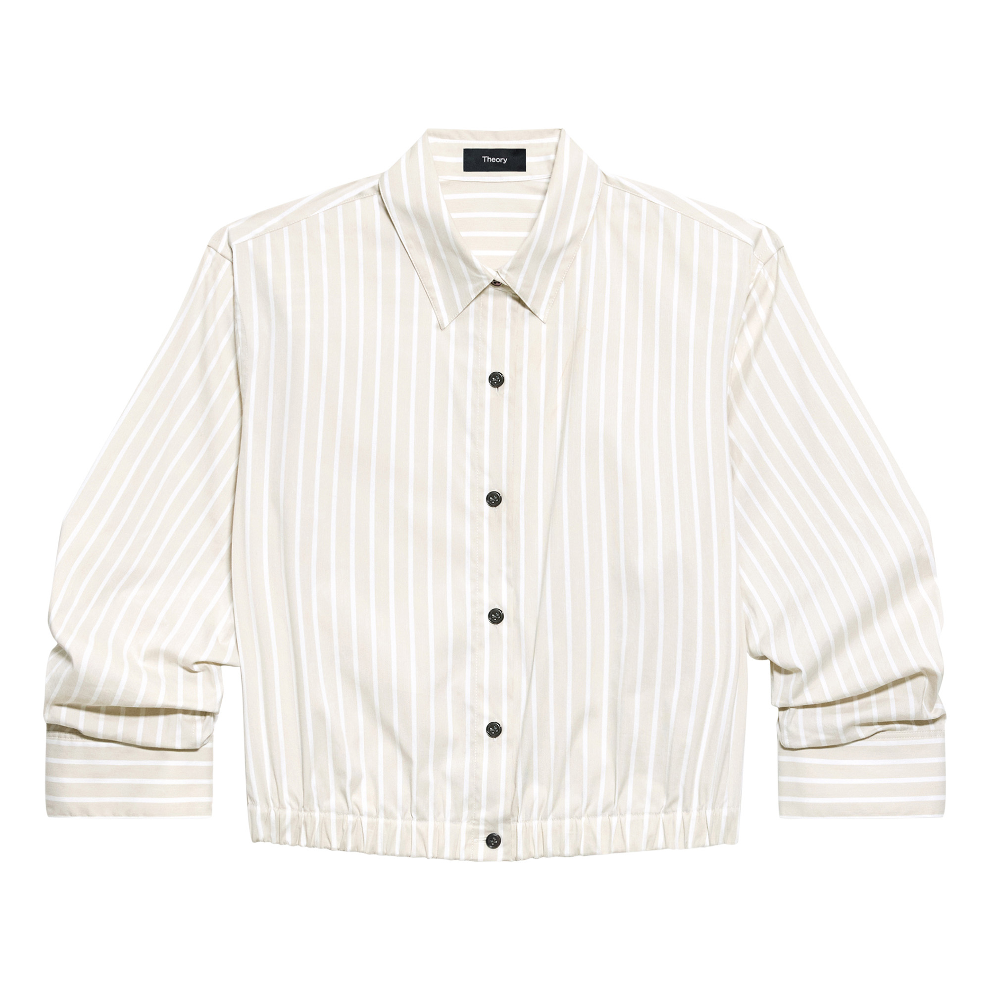 Cropped Shirt in Striped Cotton-Blend