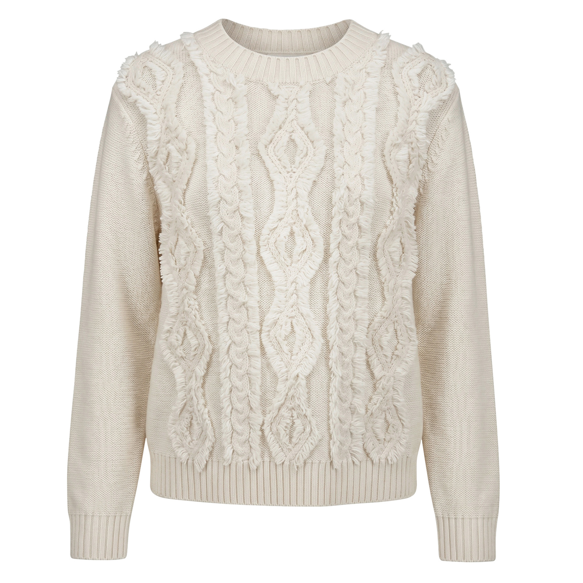 Hand-Cut Diamond Cable Wool Sweater