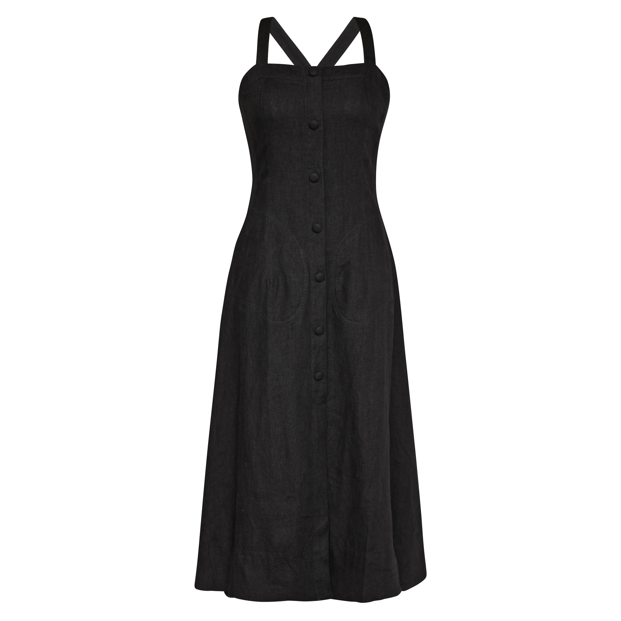 Danika Sleeveless Fit-And-Flare Linen Midi Dress