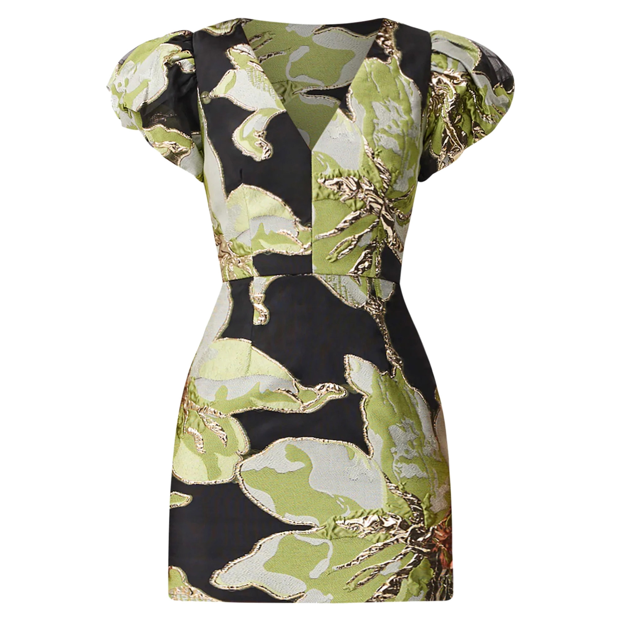 Elysia Cap Sleeve V-Neck Jacquard Mini Dress