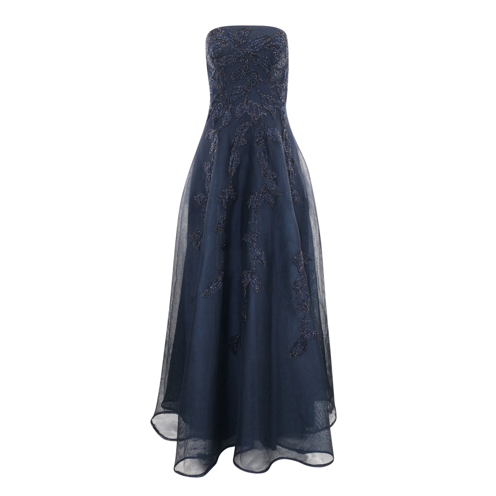 Embroidered Lace Applique Maxi Gown