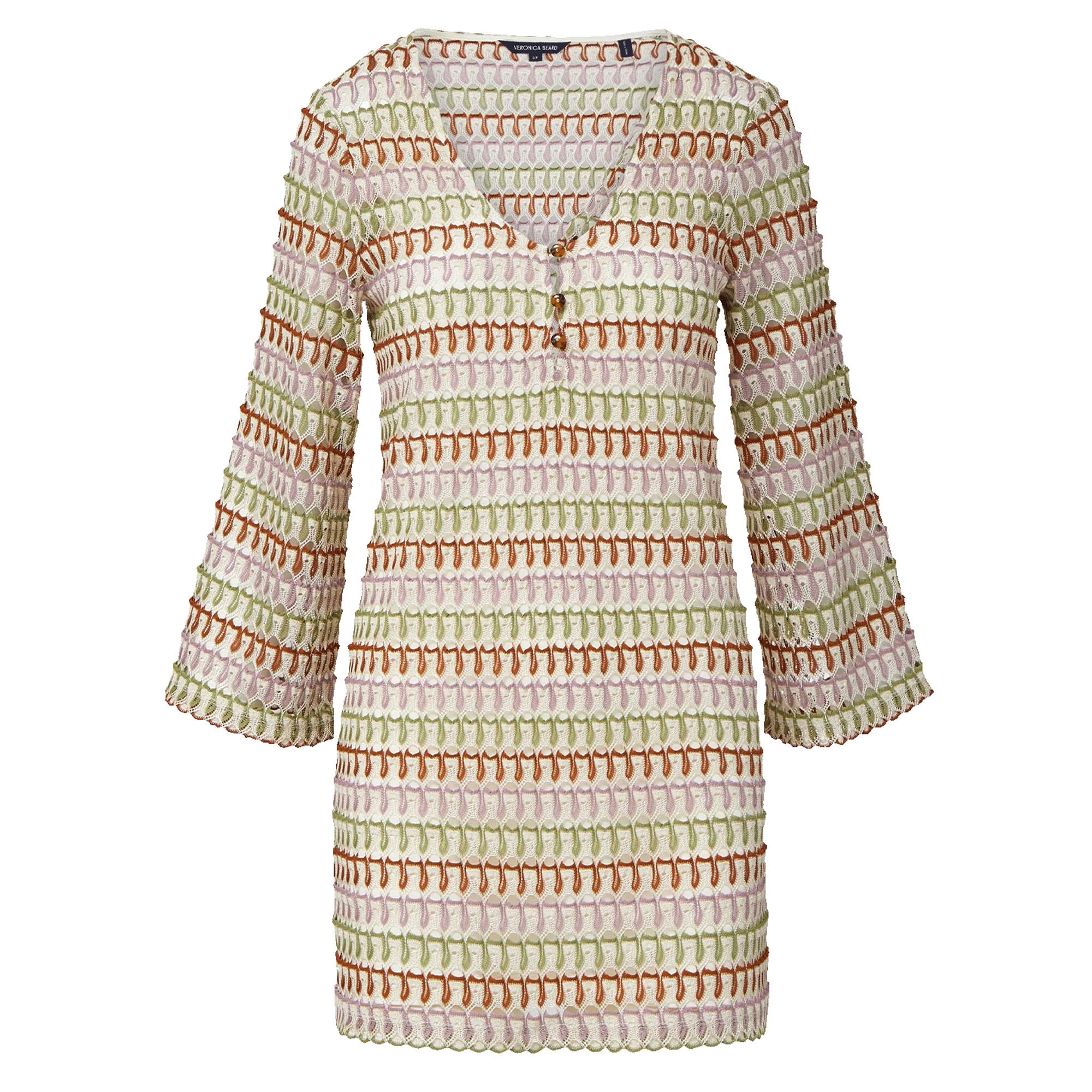 Novein Bell-Sleeve Crochet Mini Dress