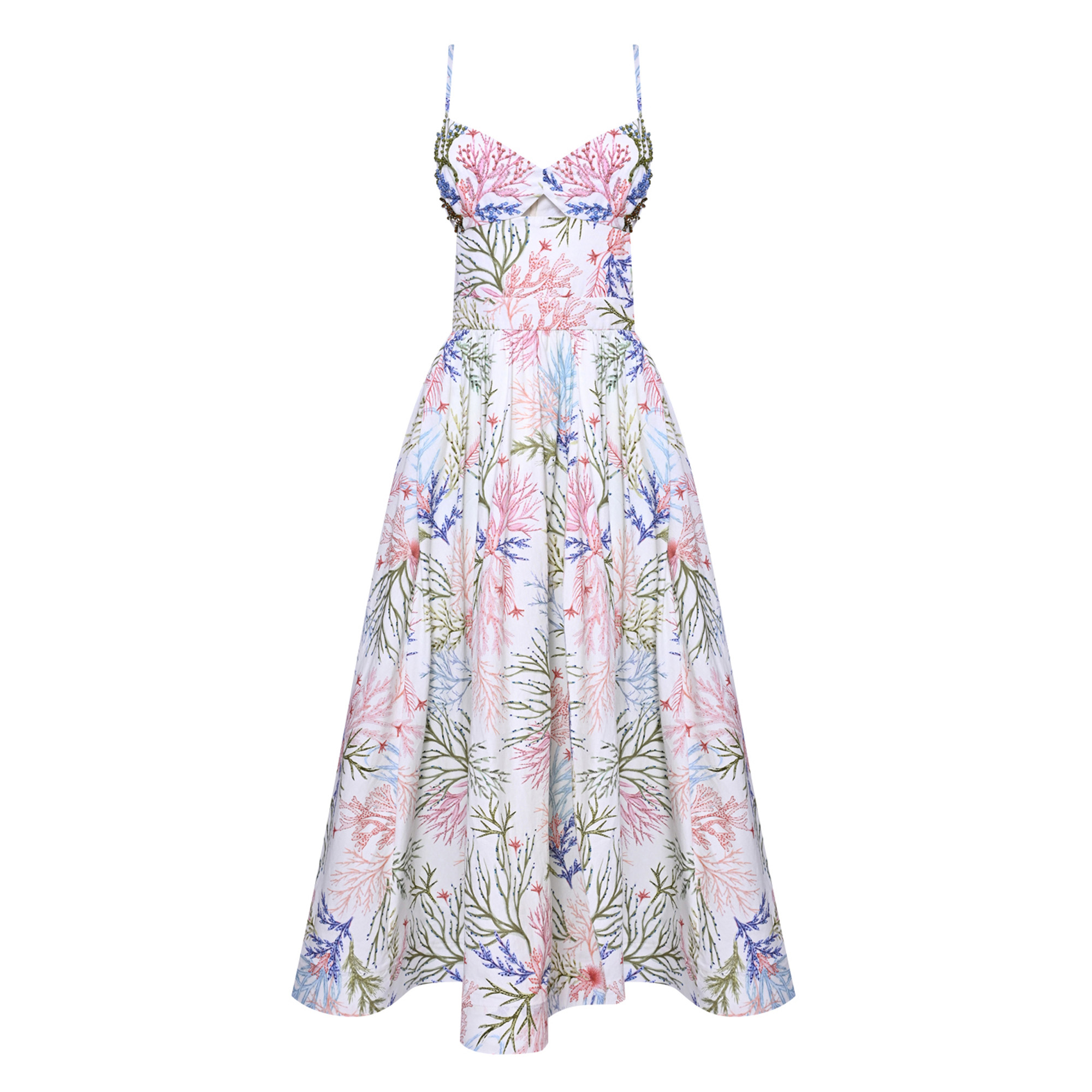 Sleeveless Seaweed Flutter Midi Dress