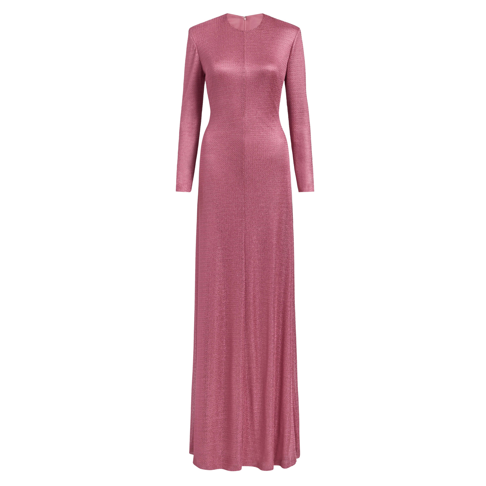 Aurora Metallic Knit Full Length Long Sleeve Gown