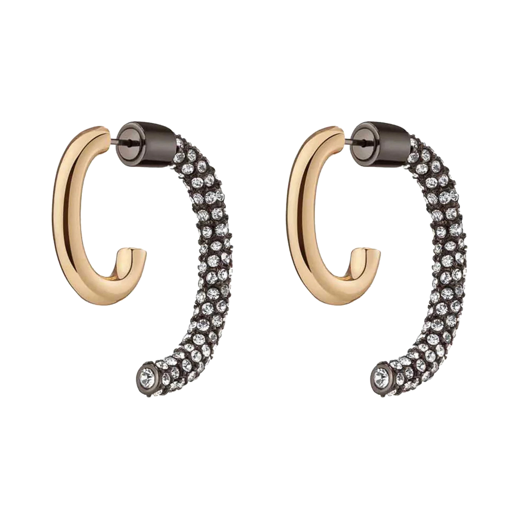 Pave Gold With Gunmetal Luna Earrings