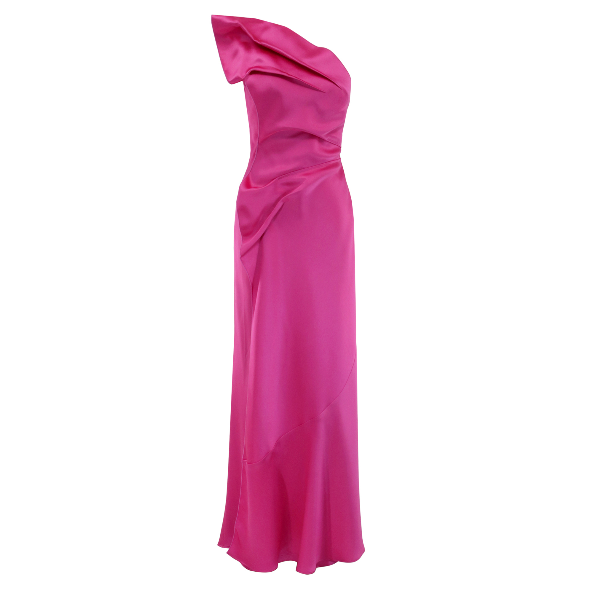Werona One-Shoulder Sculptural Satin Maxi Dress