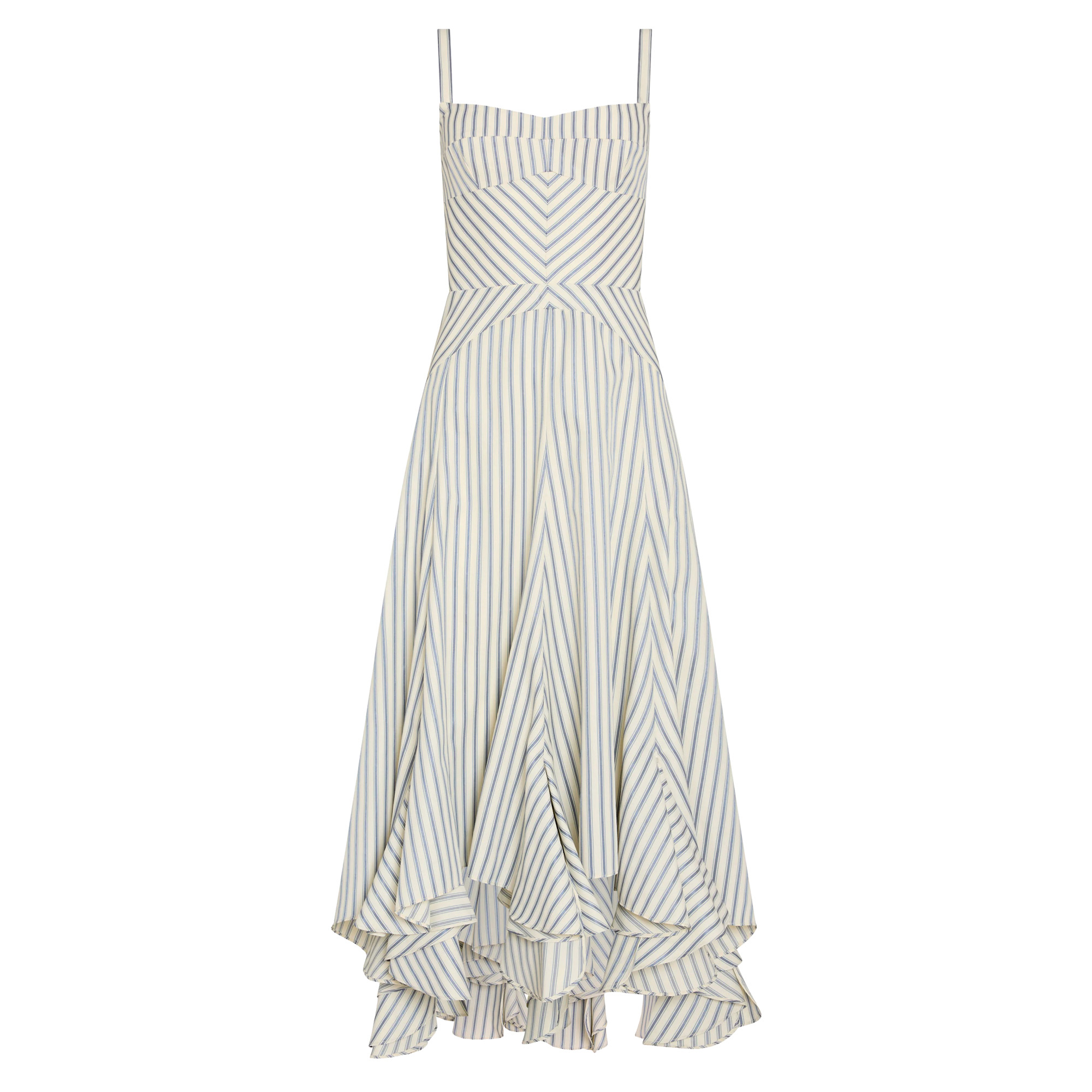Monterey Sleeveless Striped Ruffle Hem Midi Dress