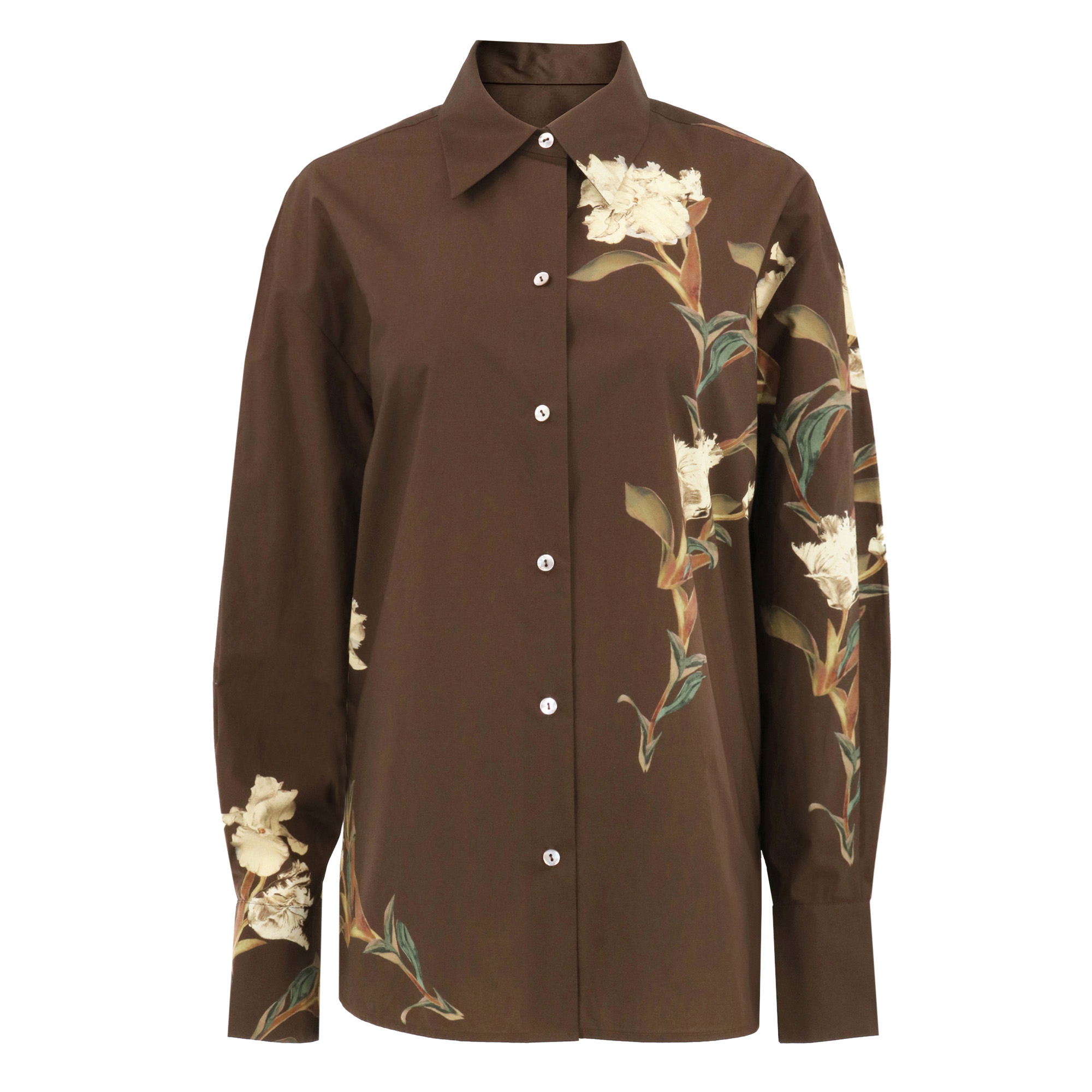 Placed Iris Cotton Button-Front Shirt