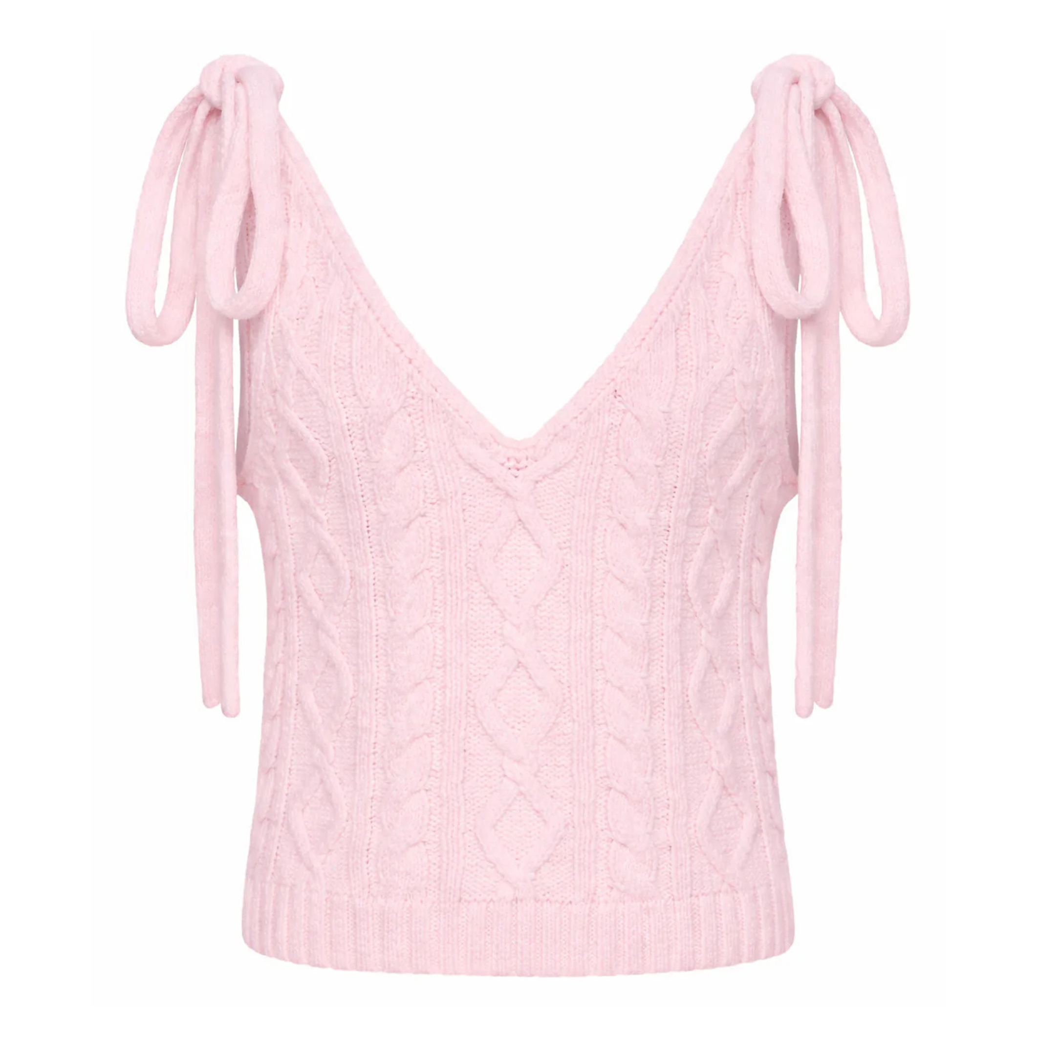 Kenai Cable Knit Shoulder Tie Tank Top