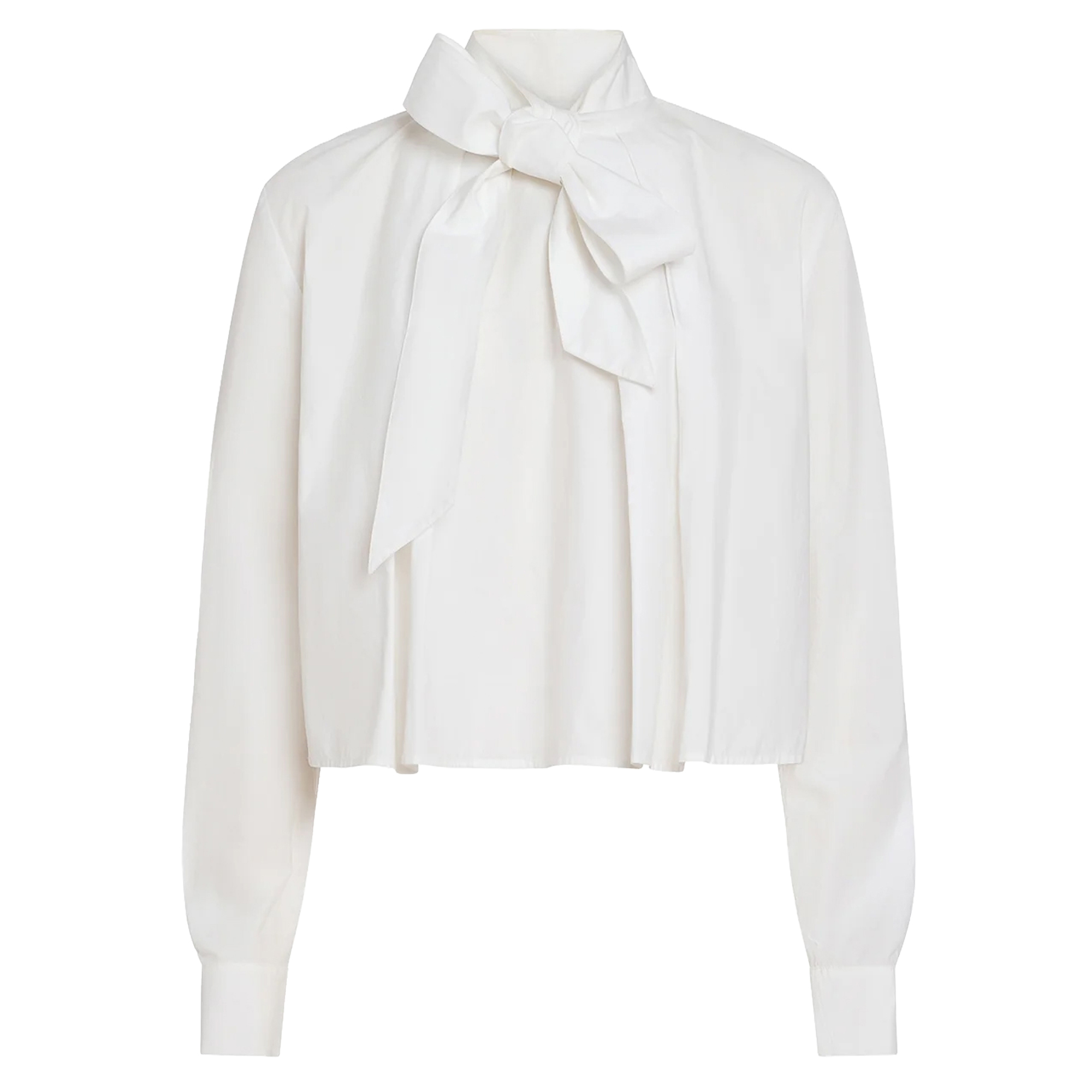 Cotton Poplin Tie Neck Blouse