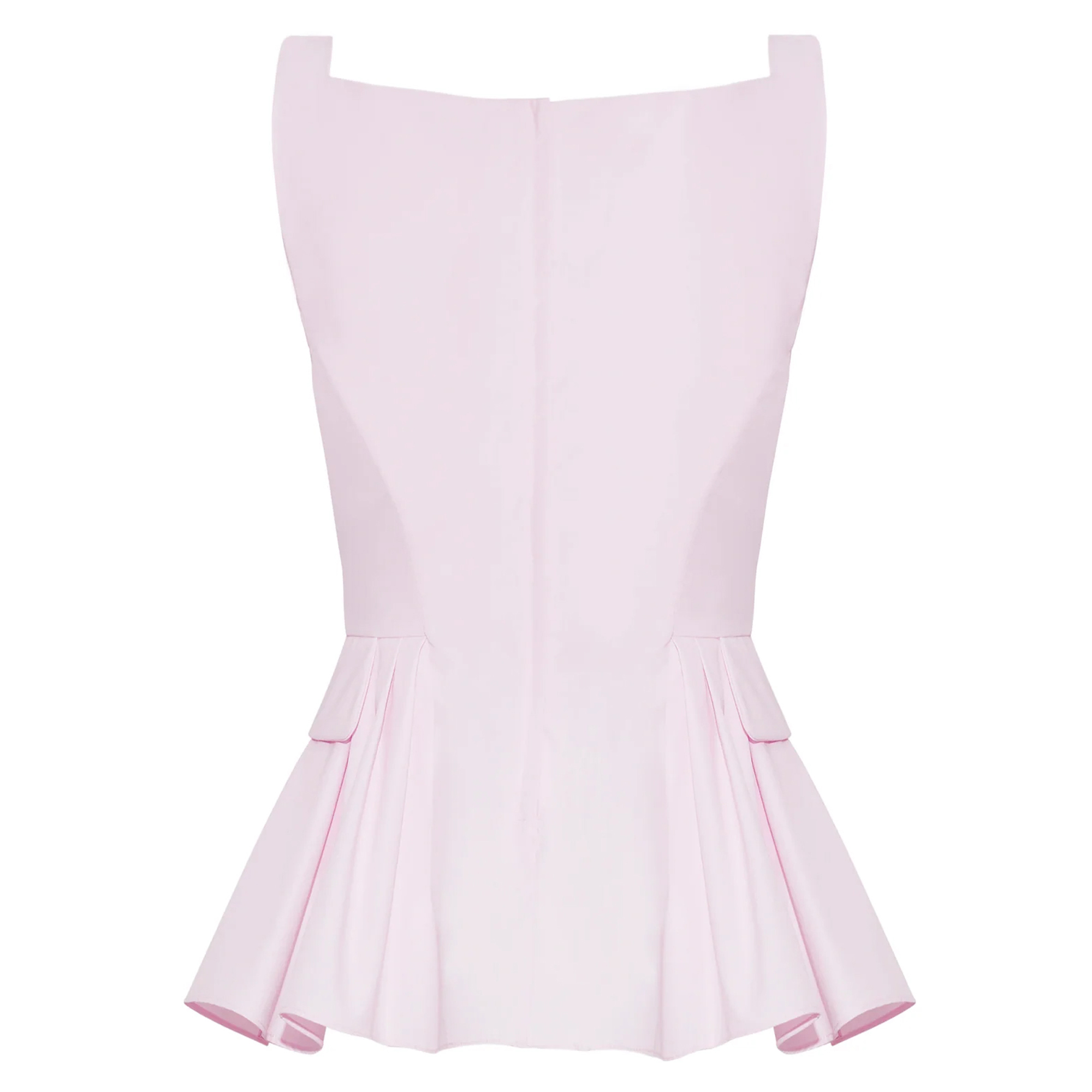 Soleil Sleeveless Peplum Top In Cotton Poplin