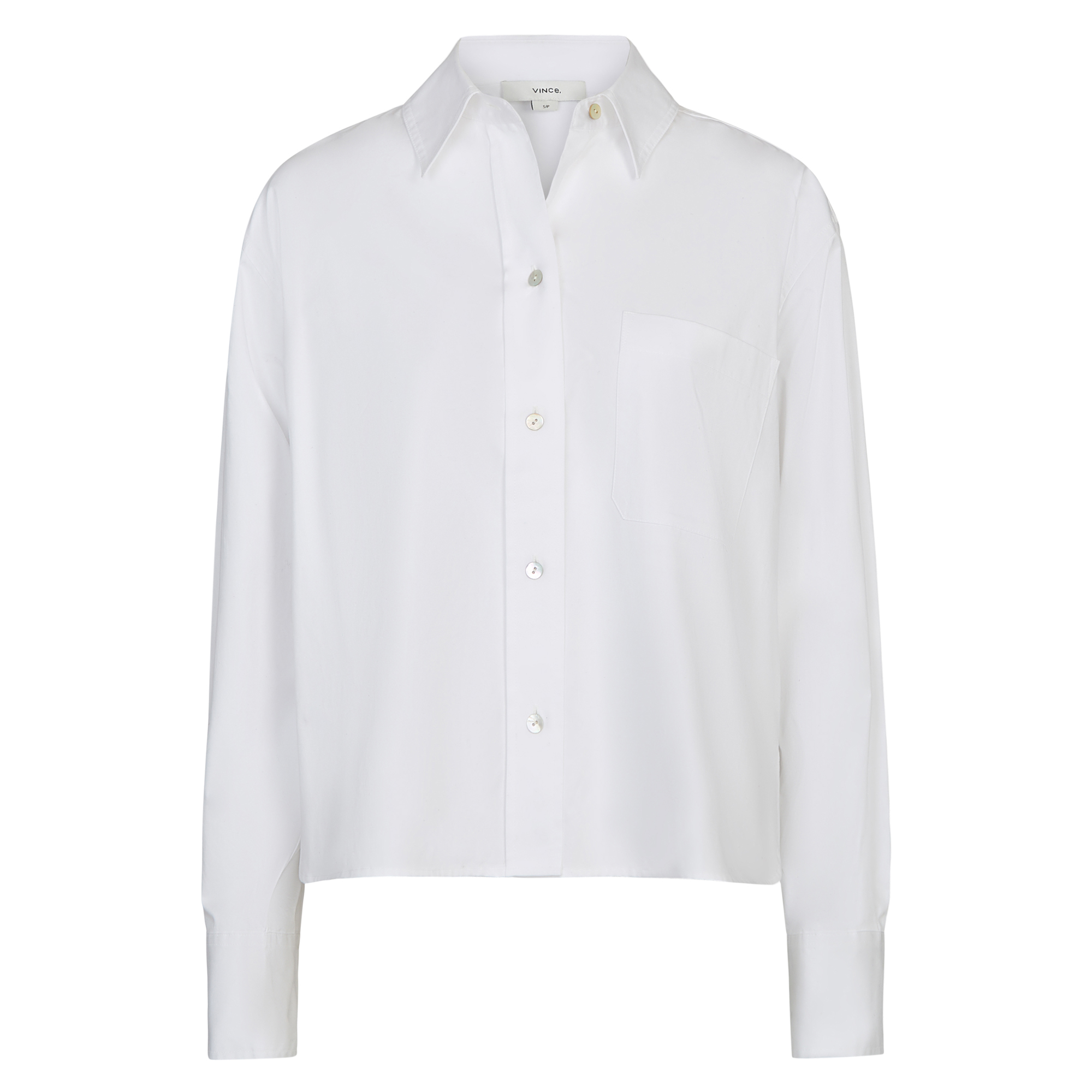 Cropped Long Sleeve Button-Front Shirt