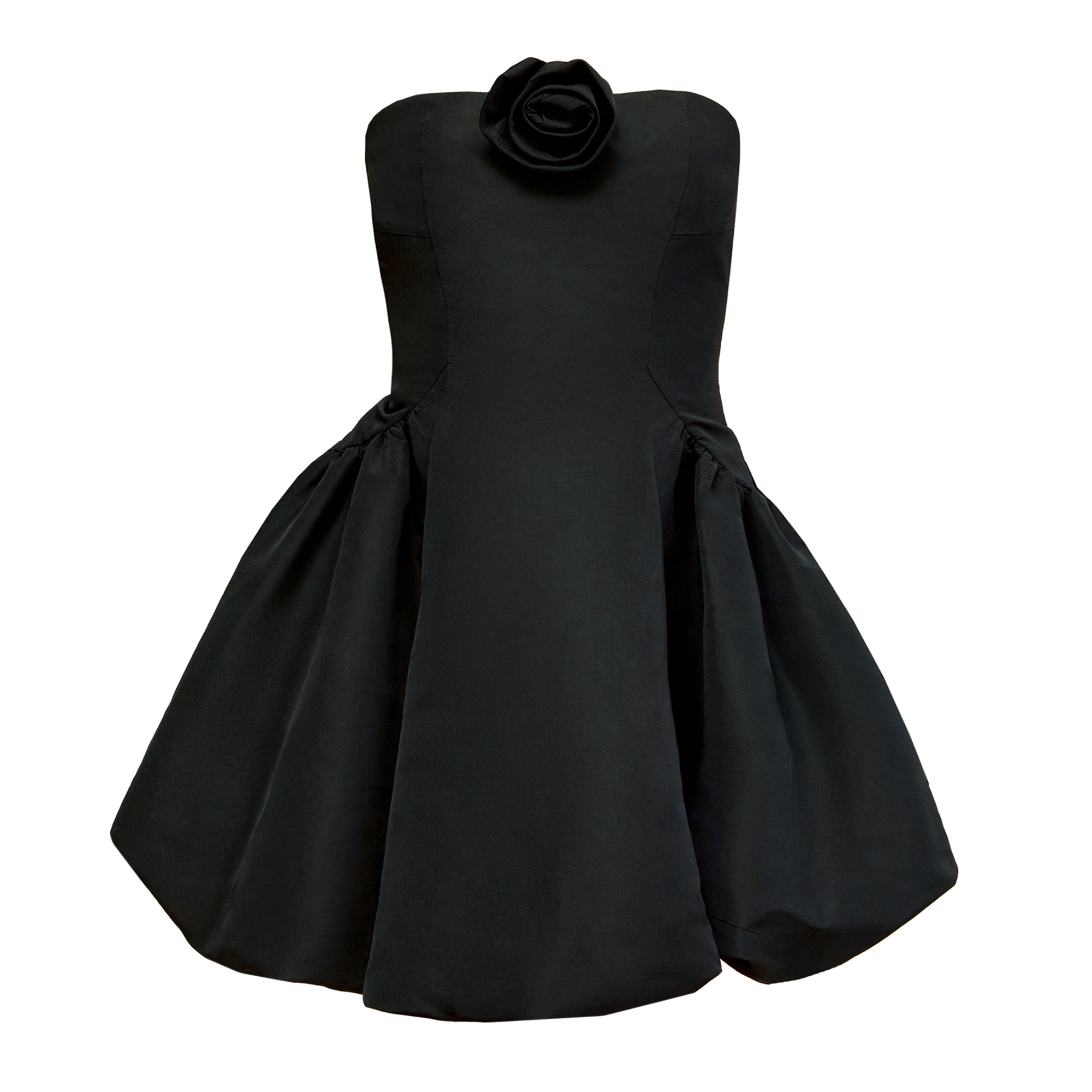 Tammy Strapless Rose Detail Taffeta Mini Dress