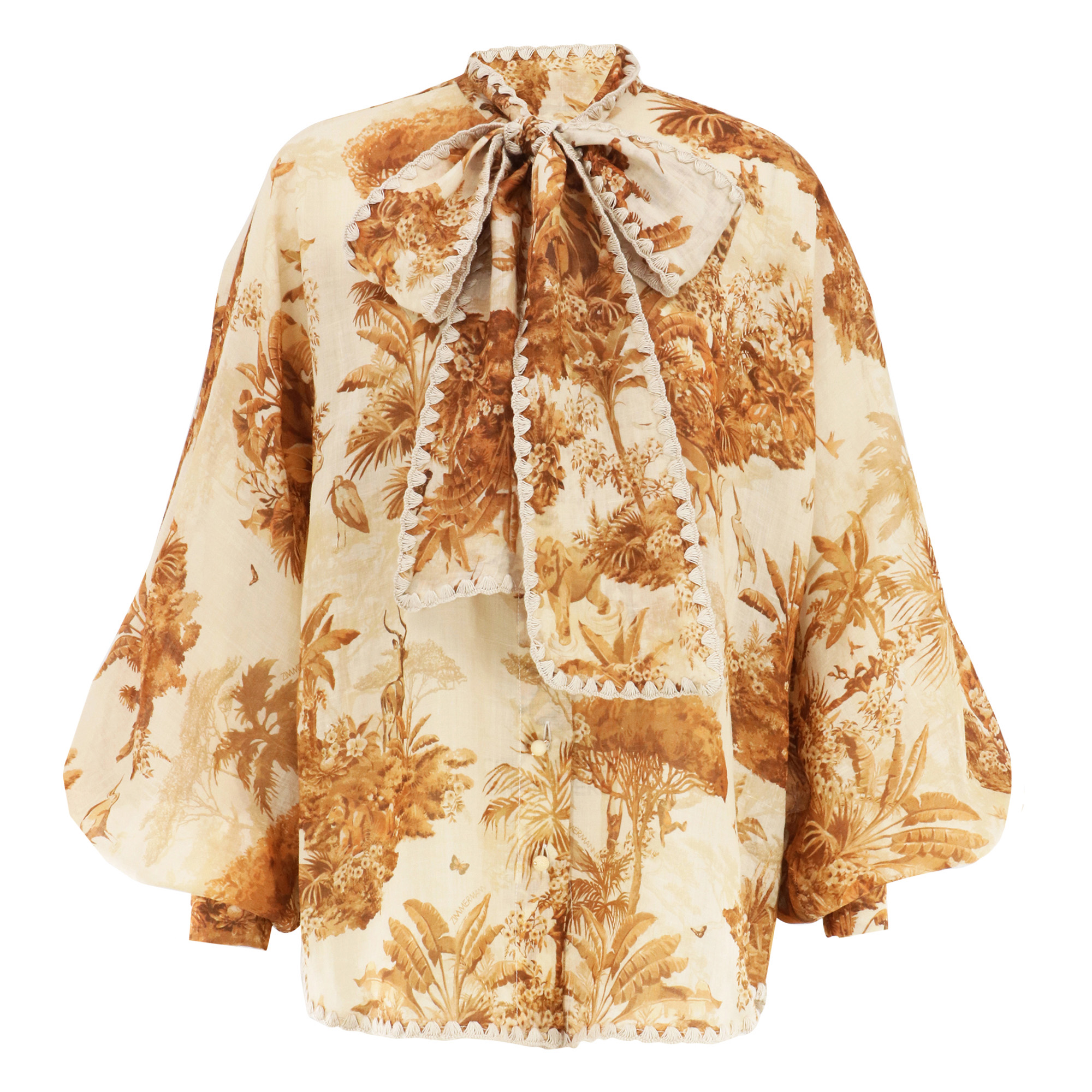 Indra Long Sleeve Tie-Neck Blouse