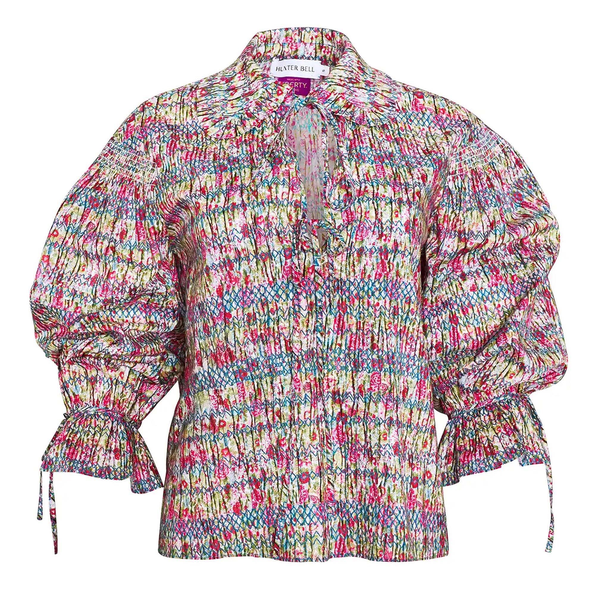 Julia Peter Pan Collar Long Sleeve Smocked Top