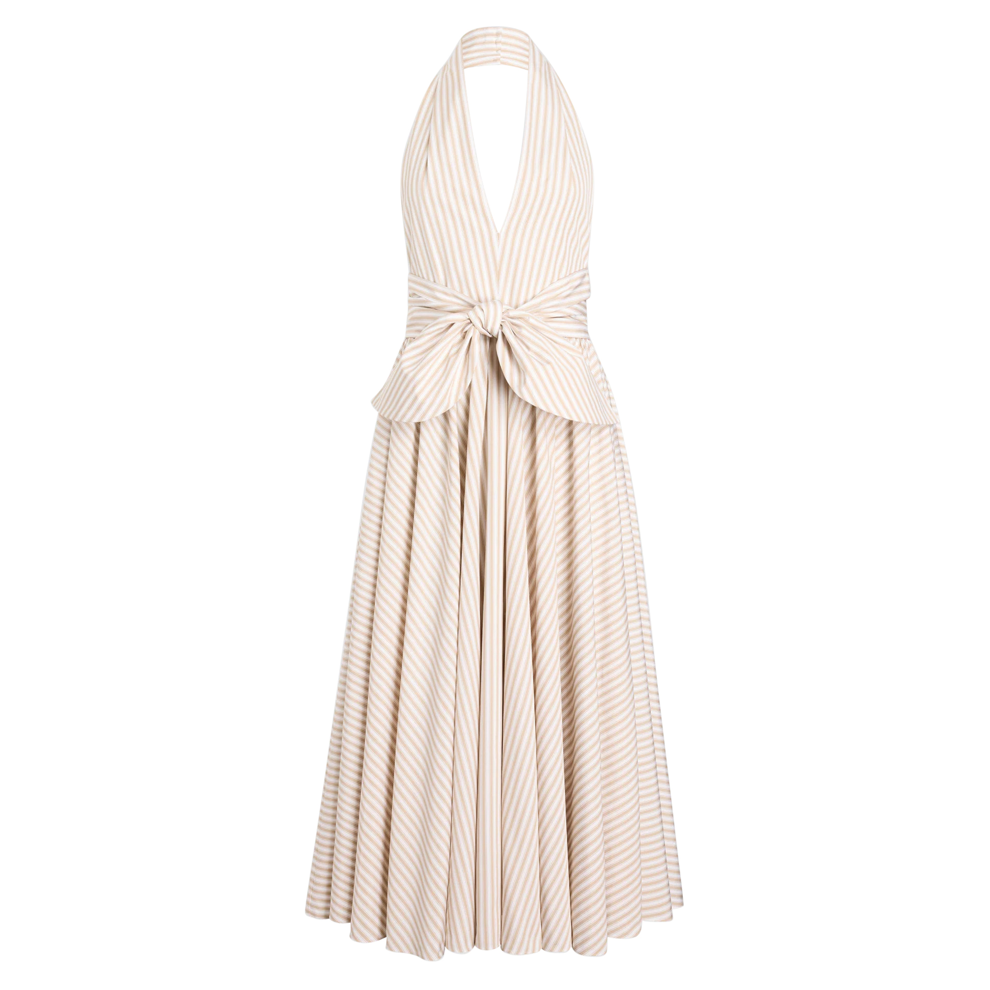 Sleeveless Halterneck Knot Midi Dress