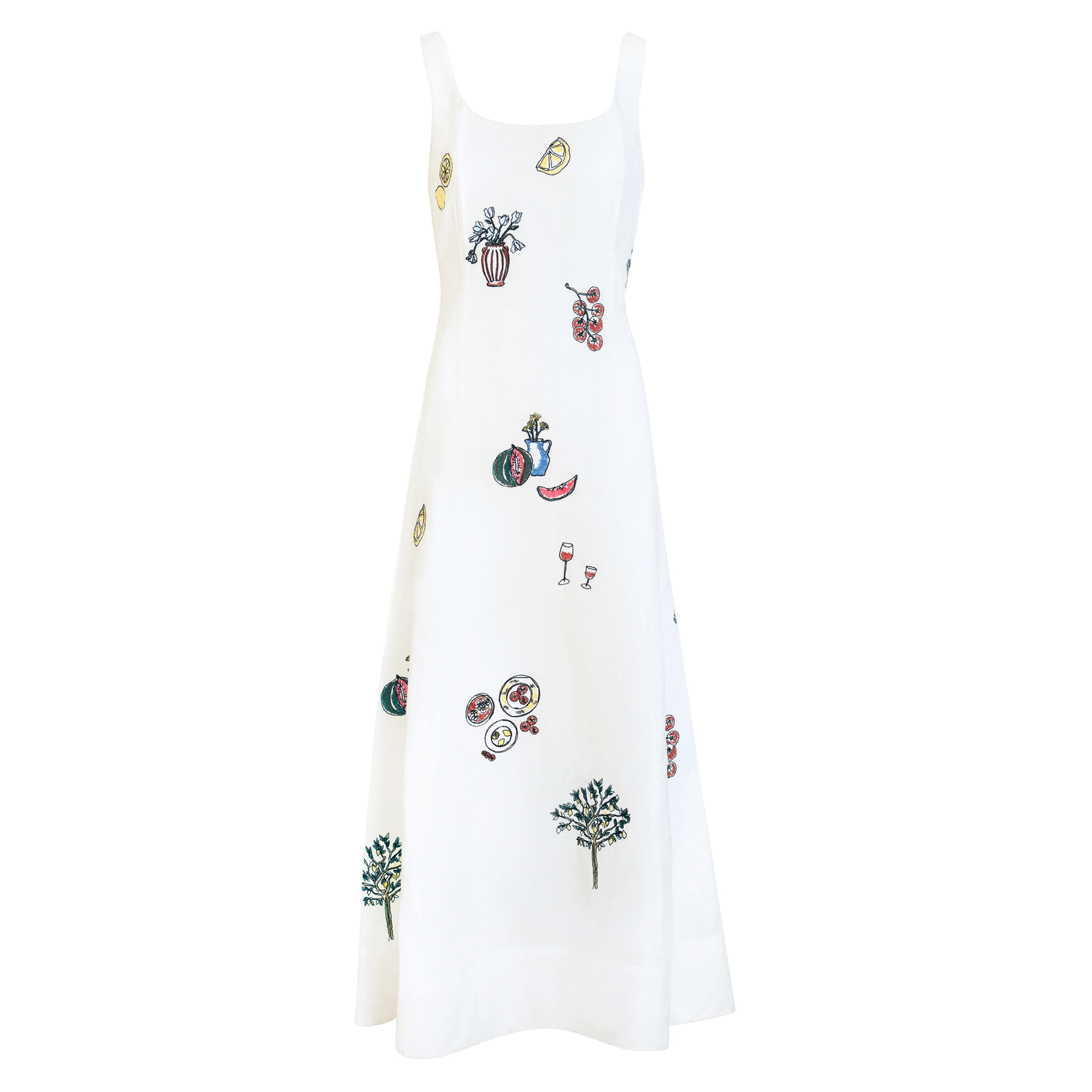 Soren Sleeveless Scoopneck Patchwork Midi Dress