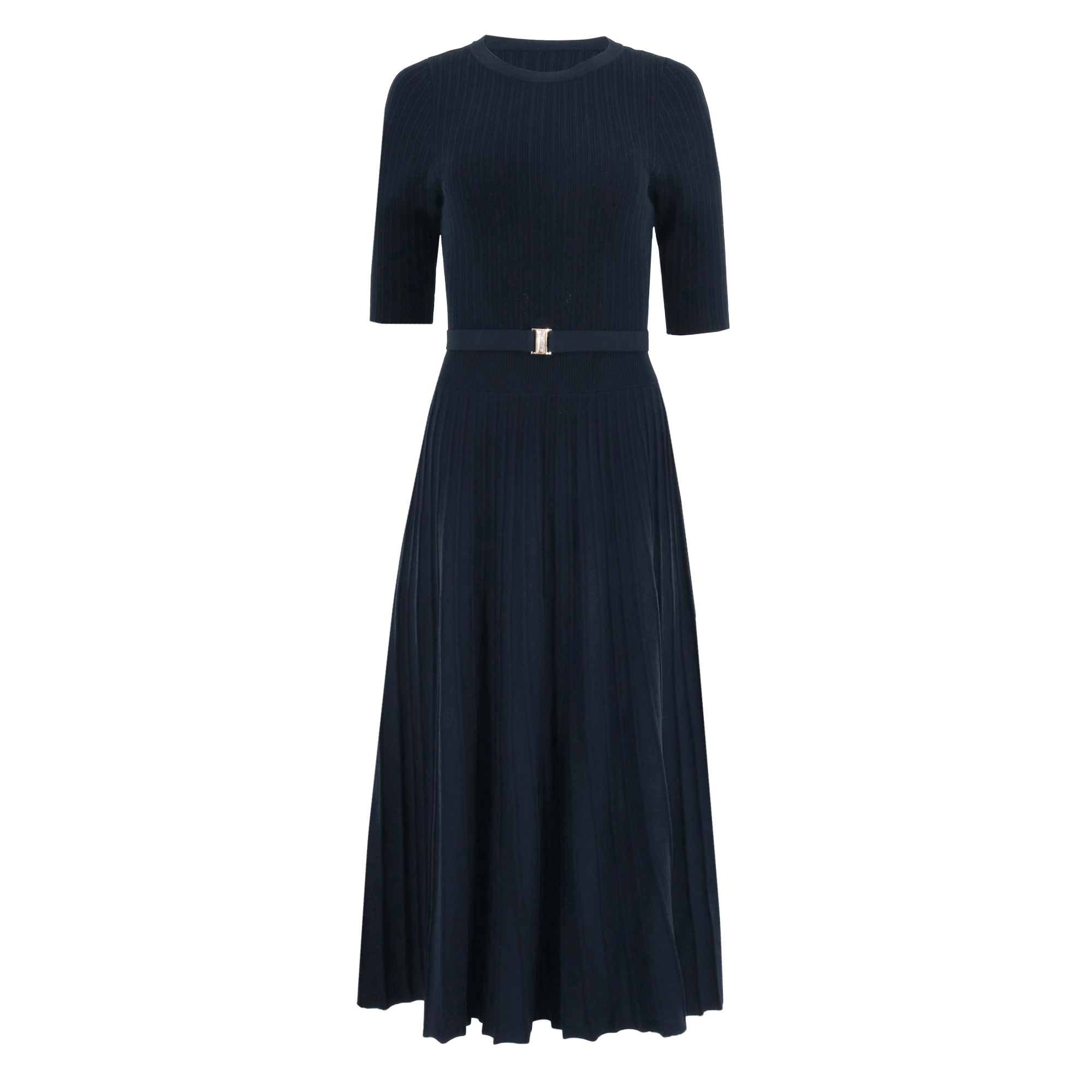 Elthea Short Sleeve Belted Knit Midi Dress