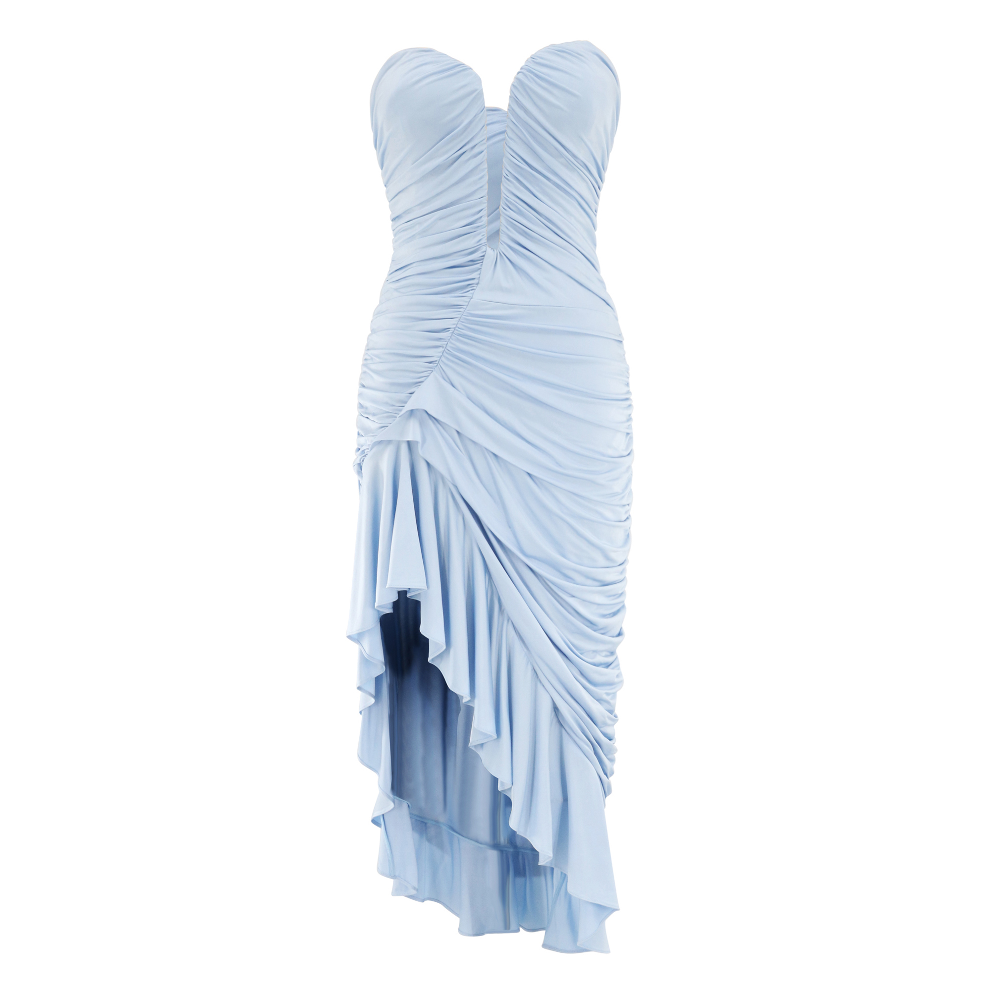 Pearlina Plunging Neckline Asymmetrical Midi Dress