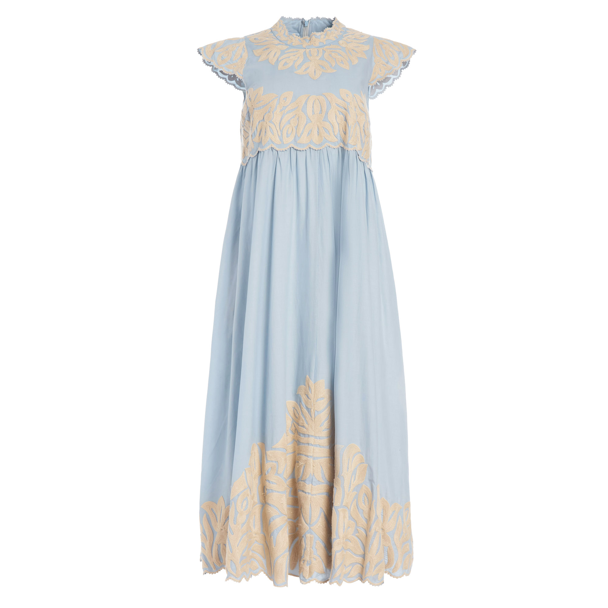 Alexandra Embroidery Cap Sleeve Midi Dress