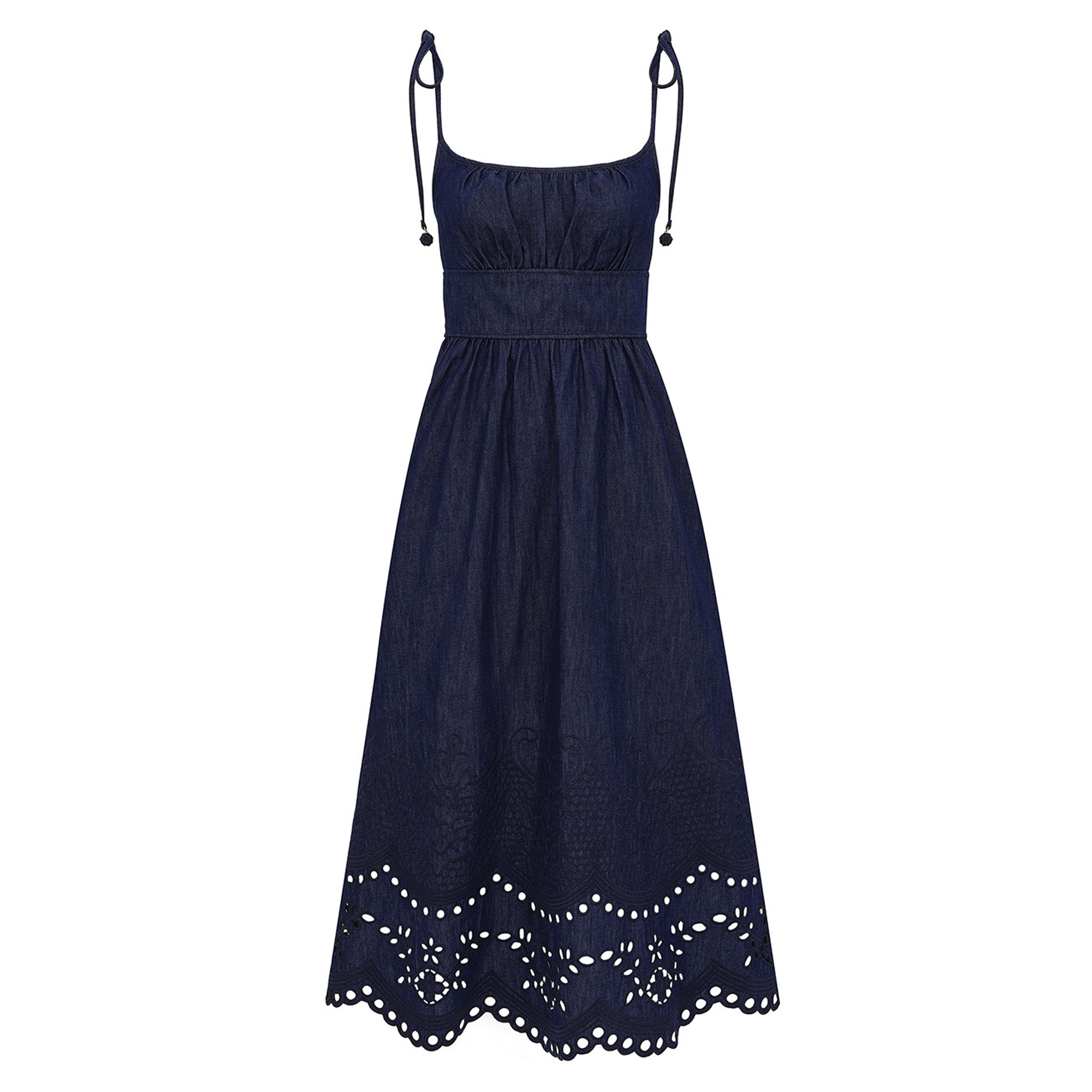 Mahon Broderie Denim Midi Dress