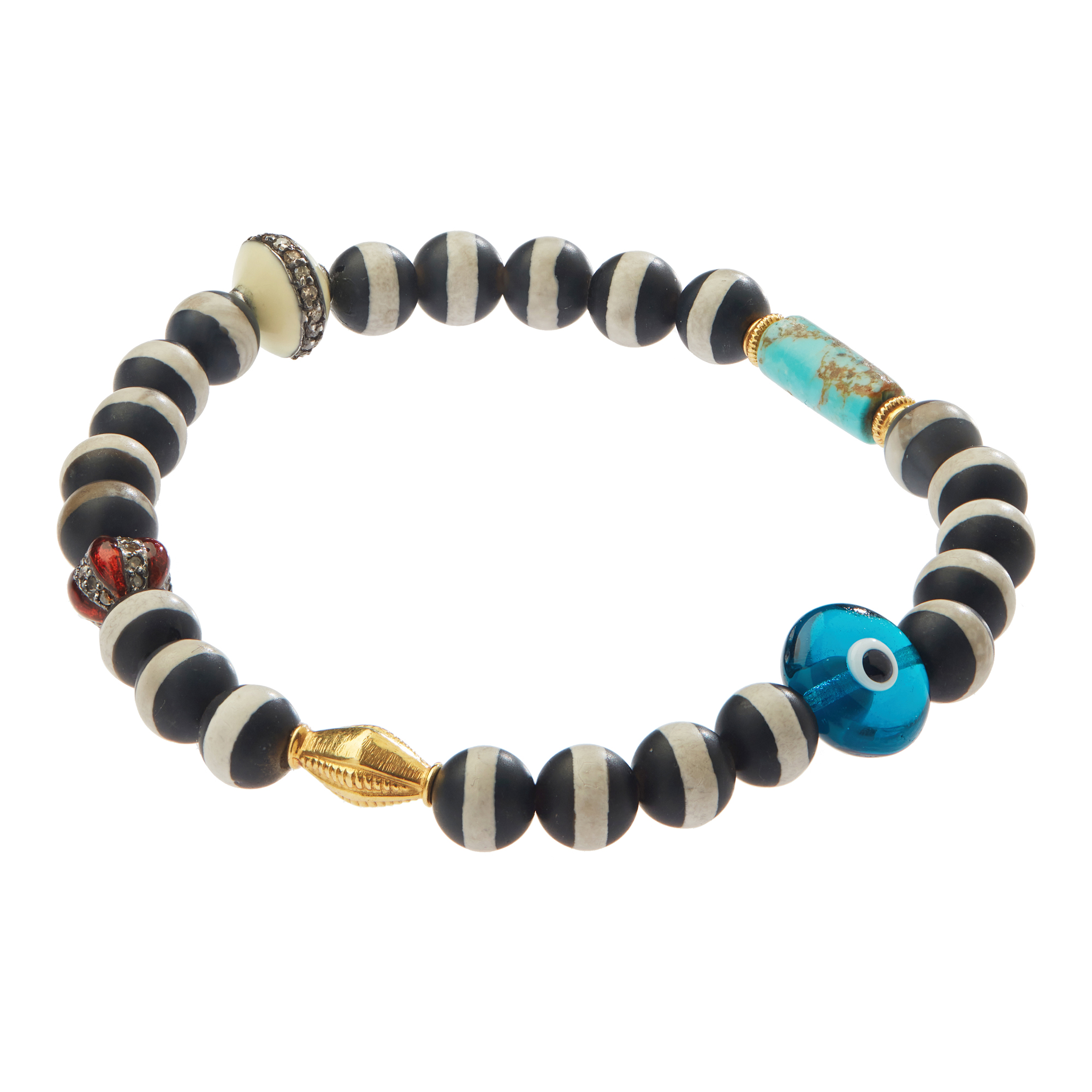 Agate Stripe Beaded Bracelet