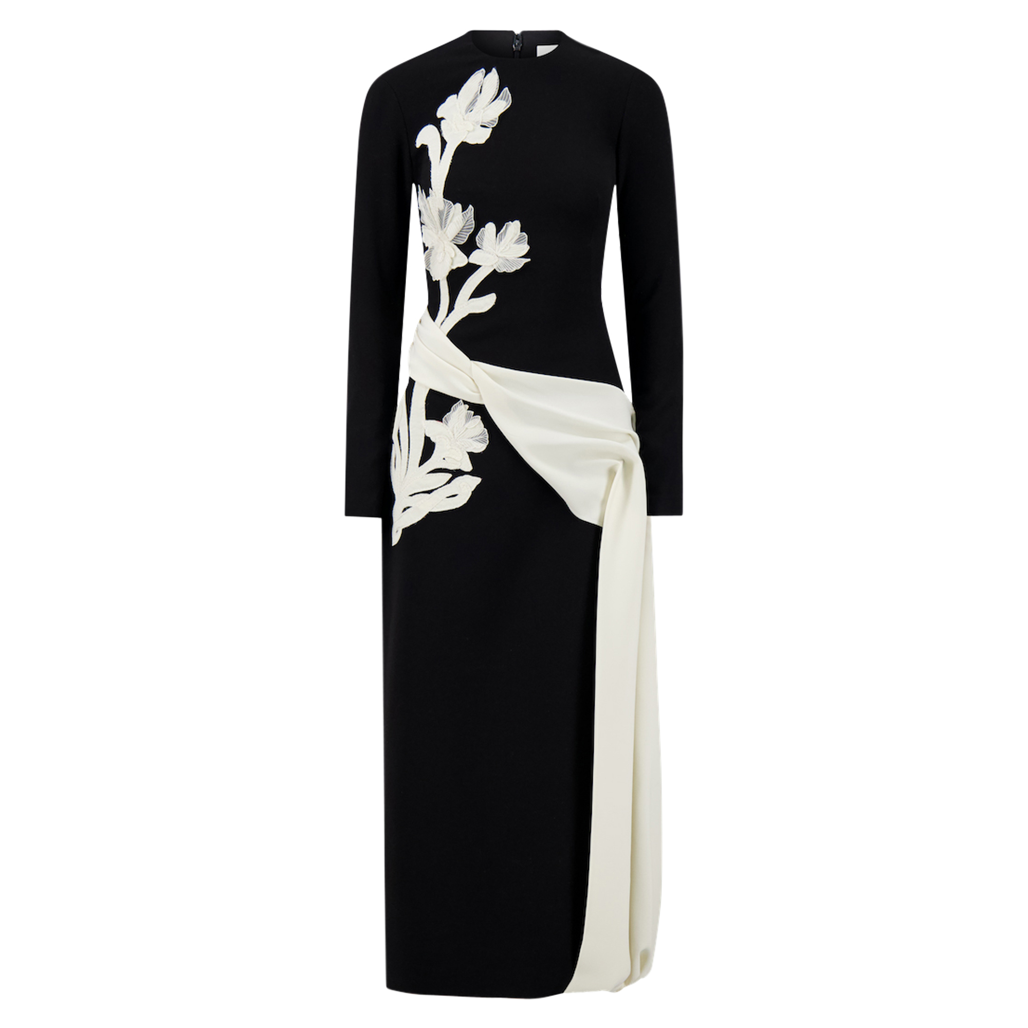 Floral Organza Embroidered Crepe Dress