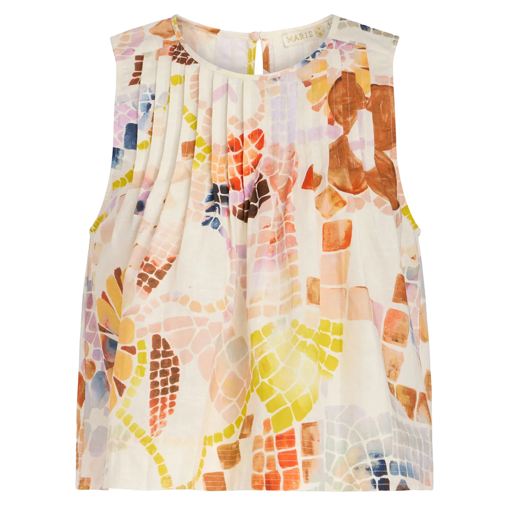 Letta Sleeveless Pleated A-Line Top