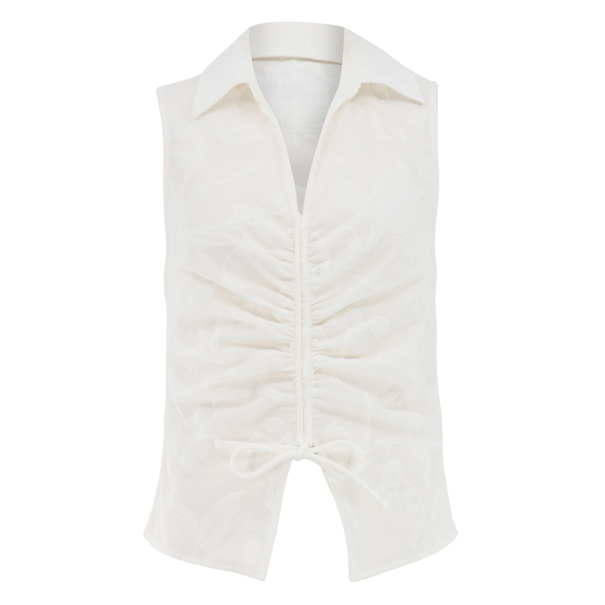 Arabella Sleeveless Tie-Detail Jacquard Top