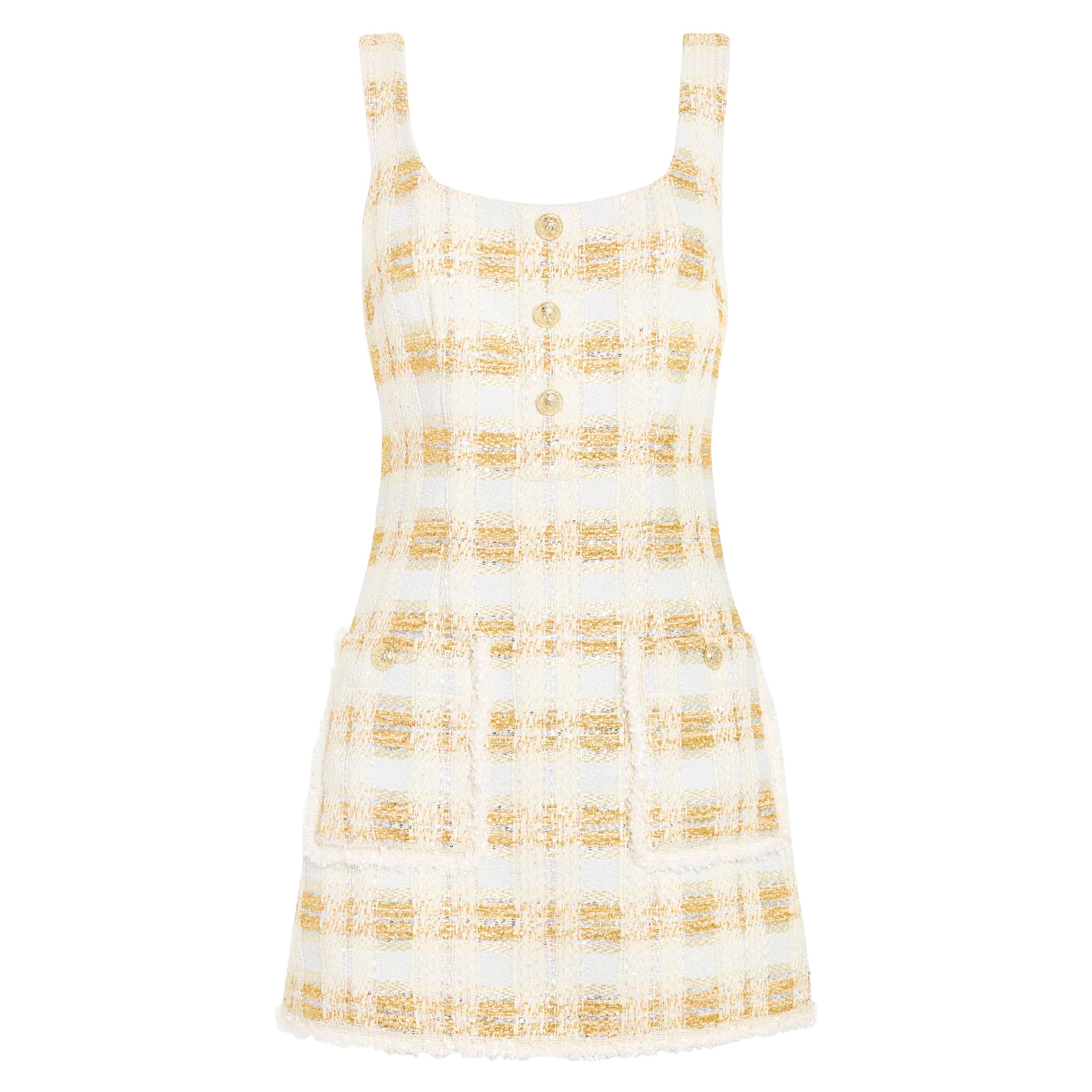 Michaela Sleeveless Lurex Tweed Mini Dress