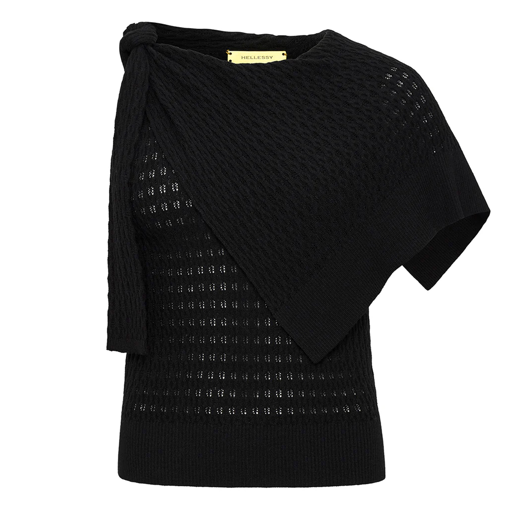 Dove Asymmetric Tie Knit Top