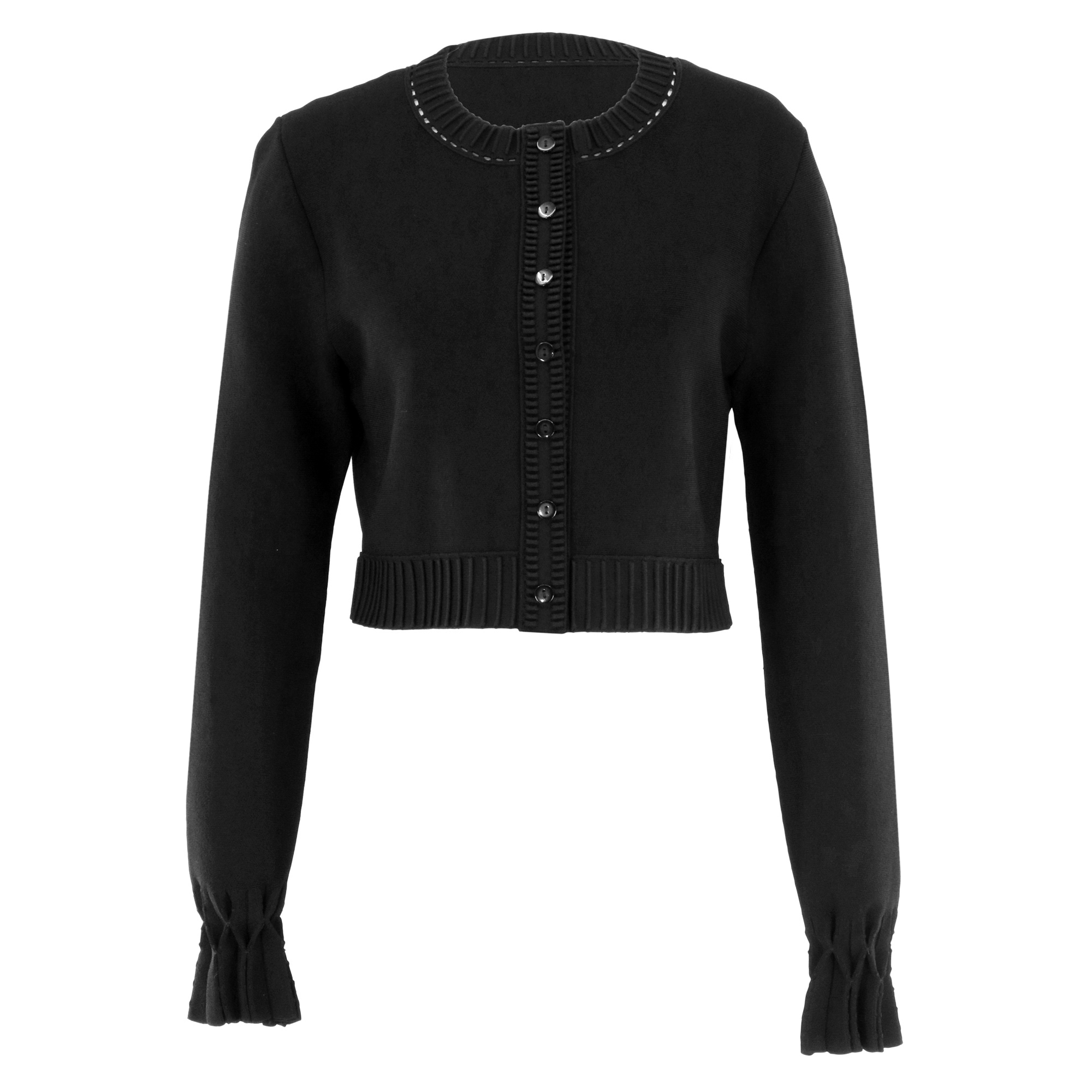 Elin Ribbed Trim Button Front Cardigan