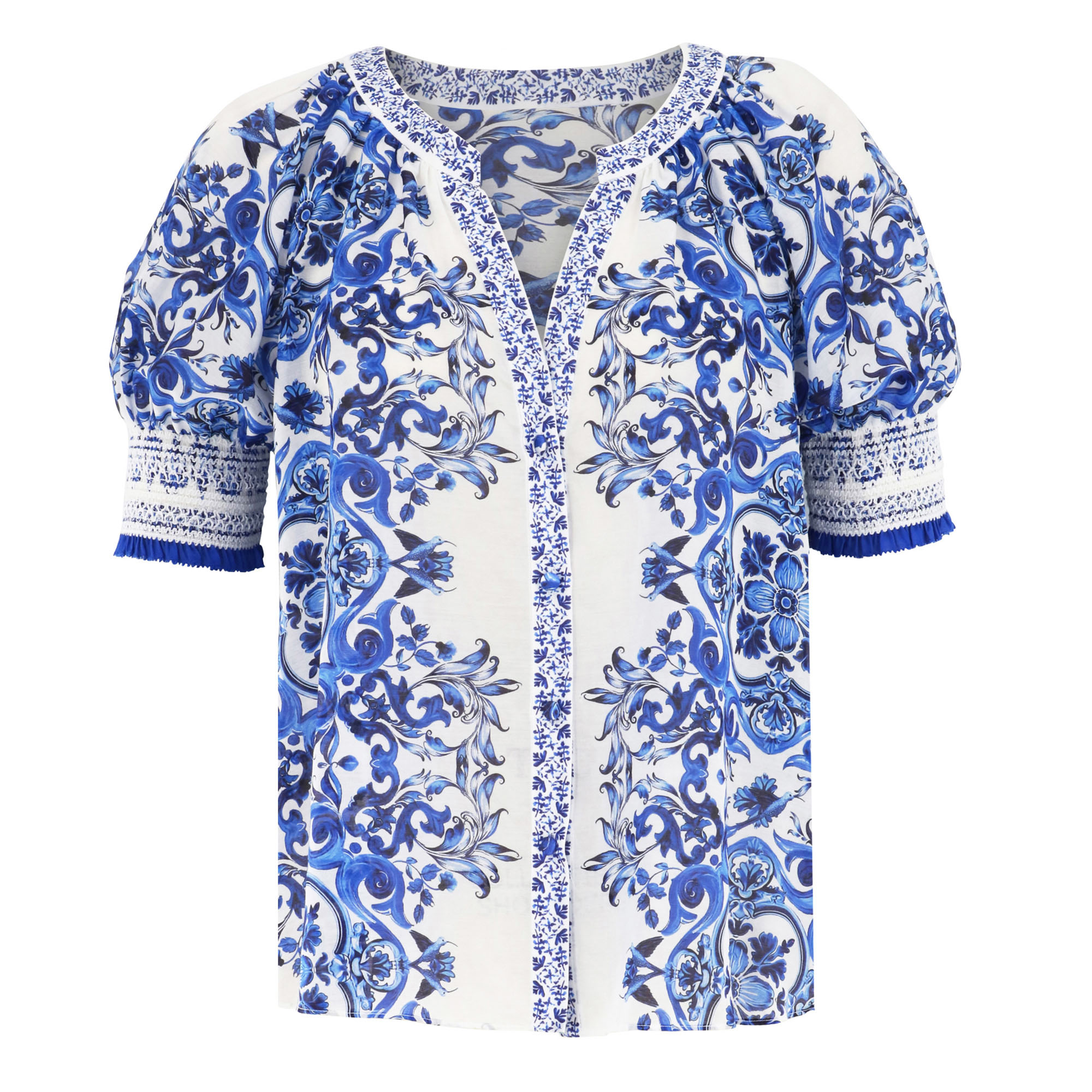 Thalia Puff Sleeve Button-Up Blouse