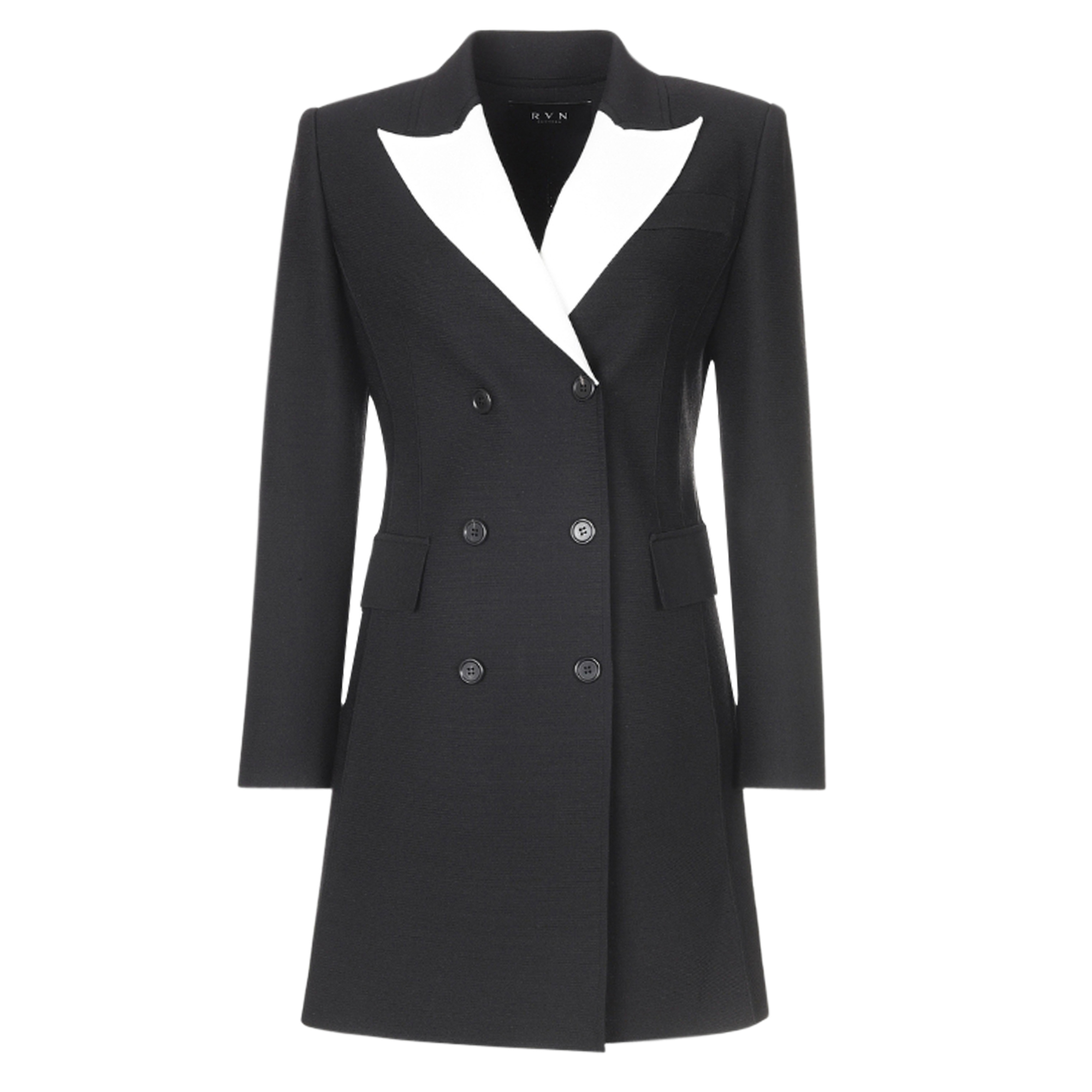 Omia Contrasted Lapel Jacket Dress