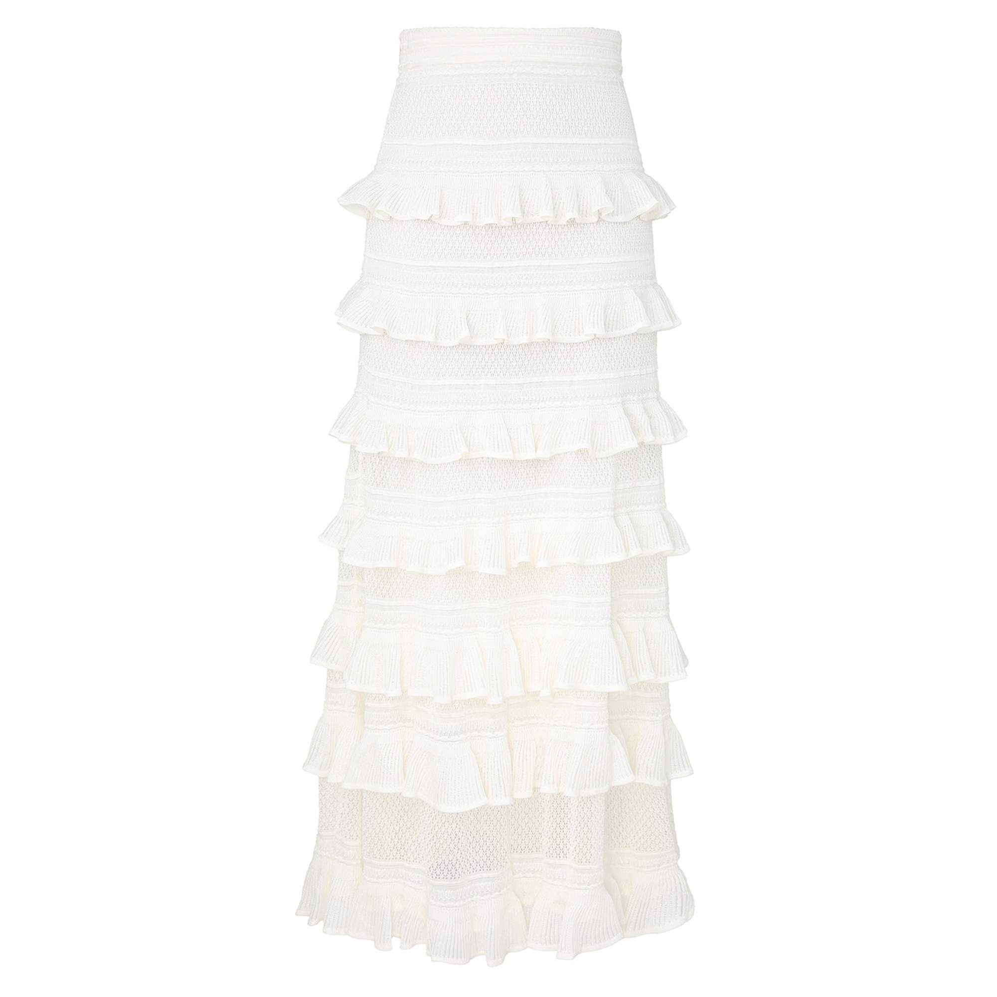 Luna Lace Frill Knit Midi Skirt