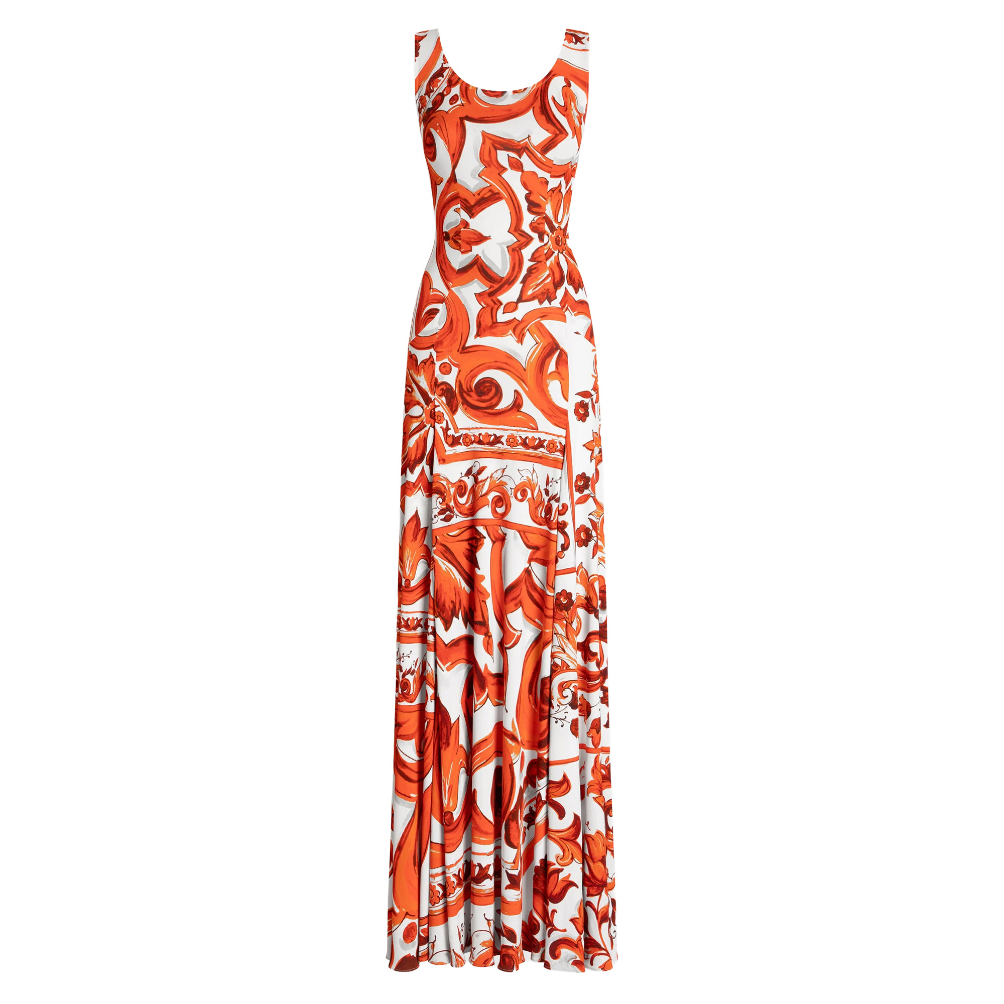 Majolica-Print Maxi Dress