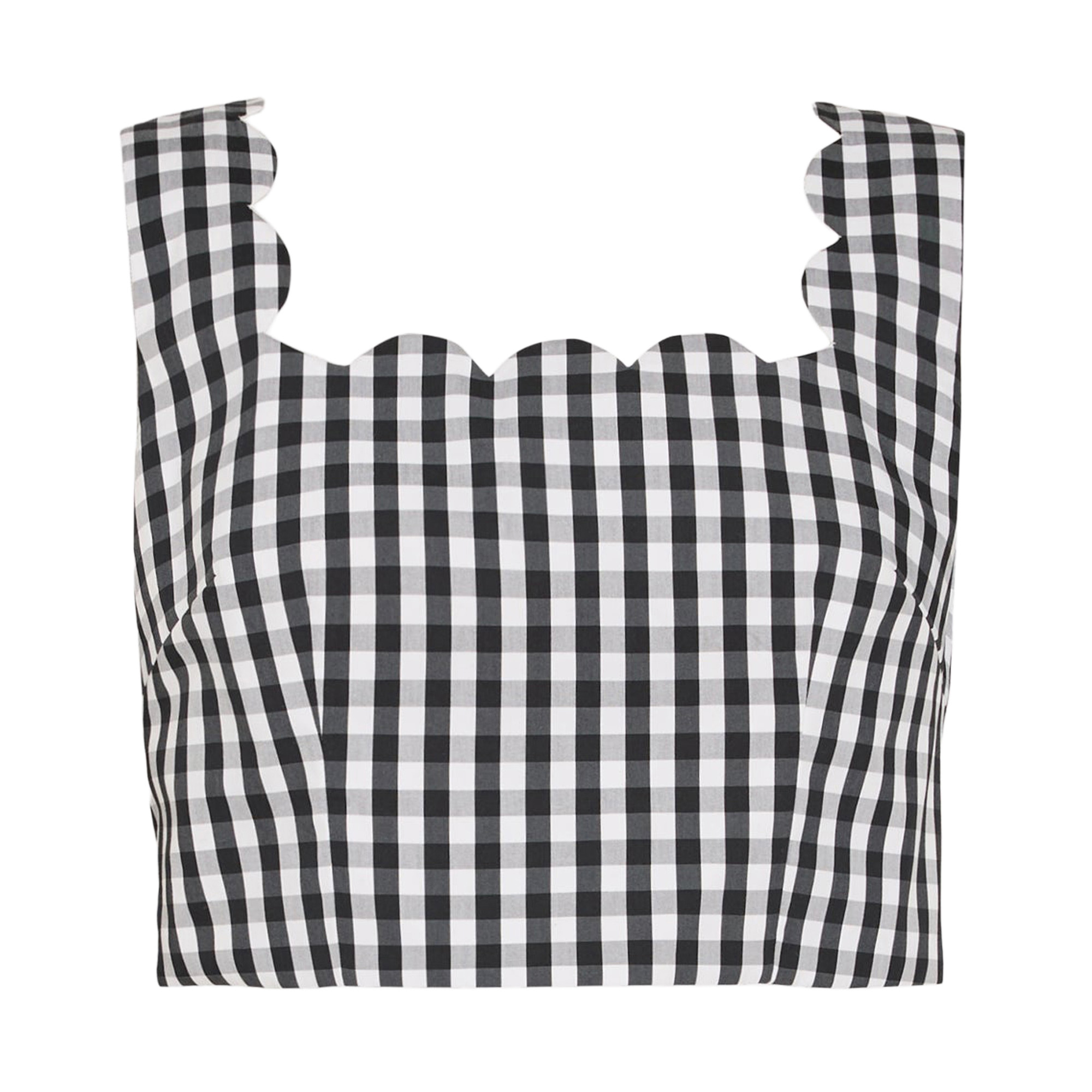 Mia Sleeveless Scalloped Gingham Crop Top