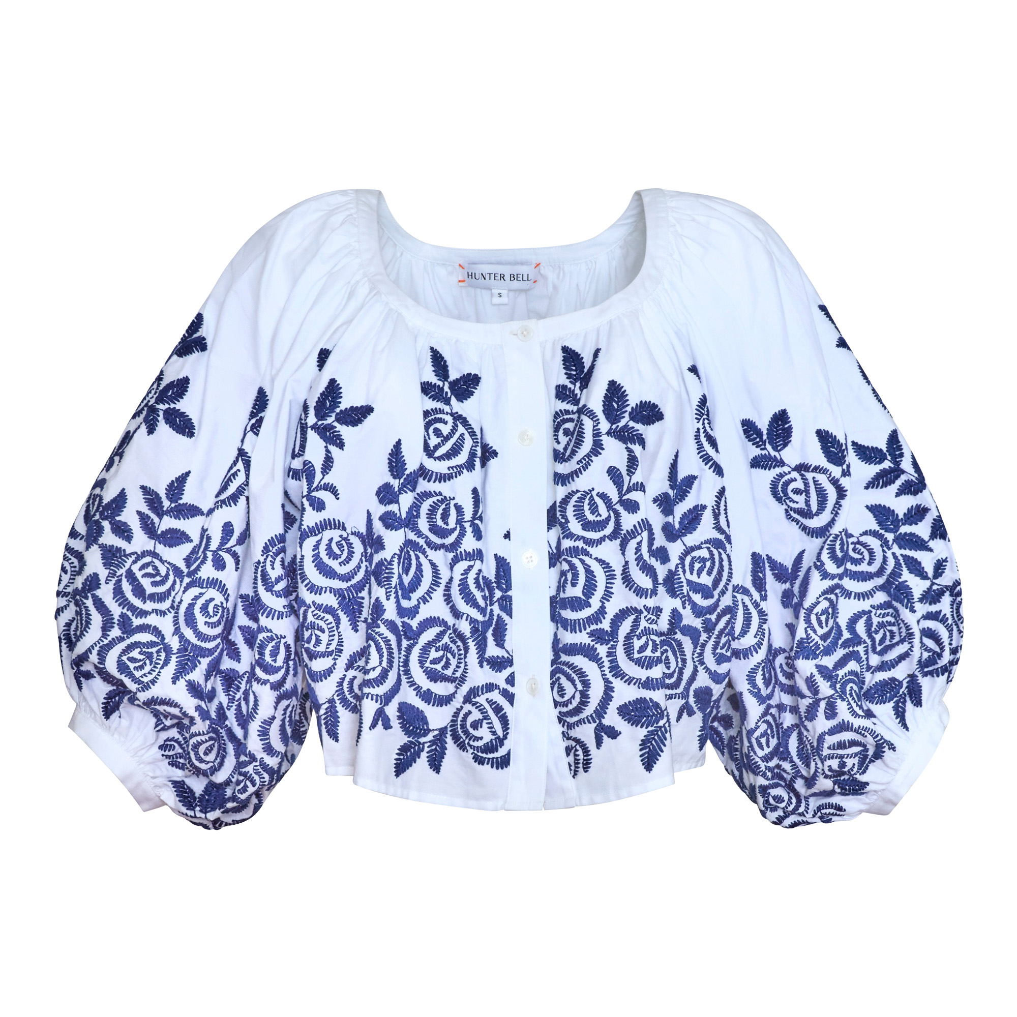 Marie 3/4 Puff Sleeve Embroidered Top