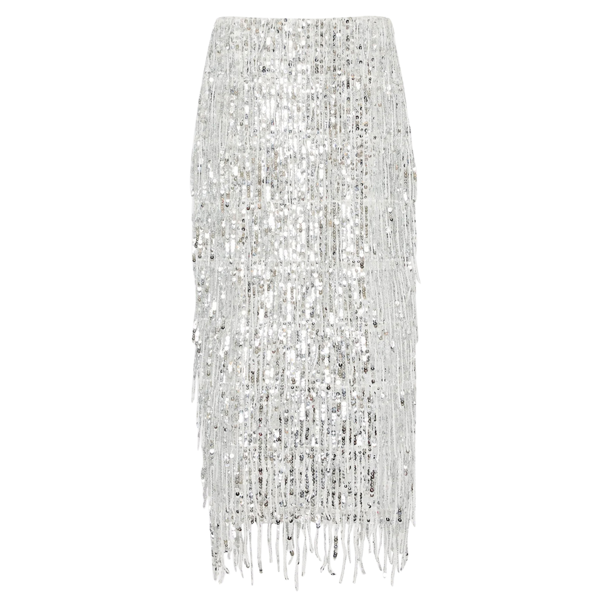 Roxanne Fringe Sequin Midi Skirt