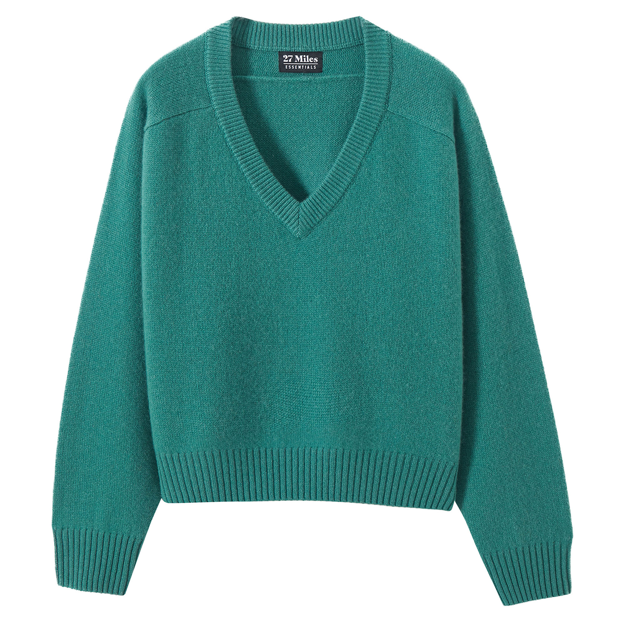 Crystal Cashmere Long Sleeve V-Neck Pullover Sweater
