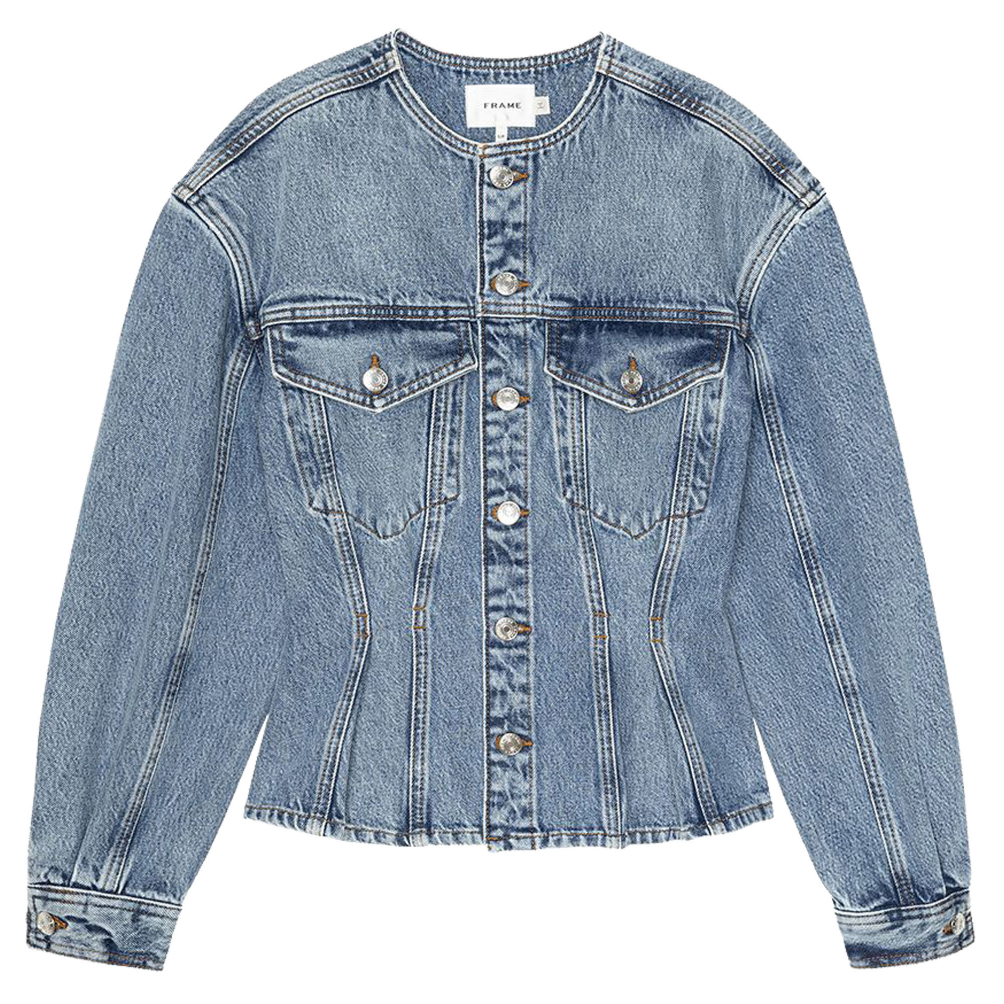 The Nipped Collarless Denim Jacket