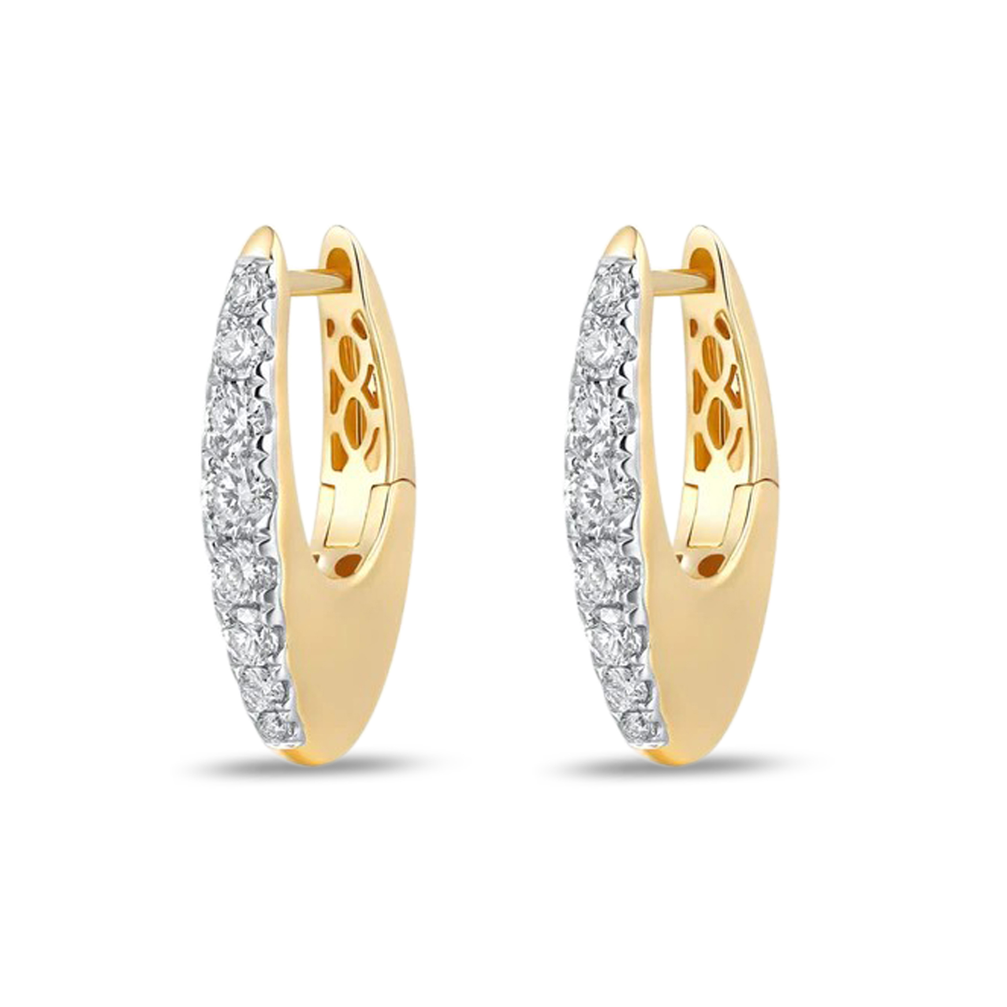 Bold Gold Small Diamond Oval Hoops