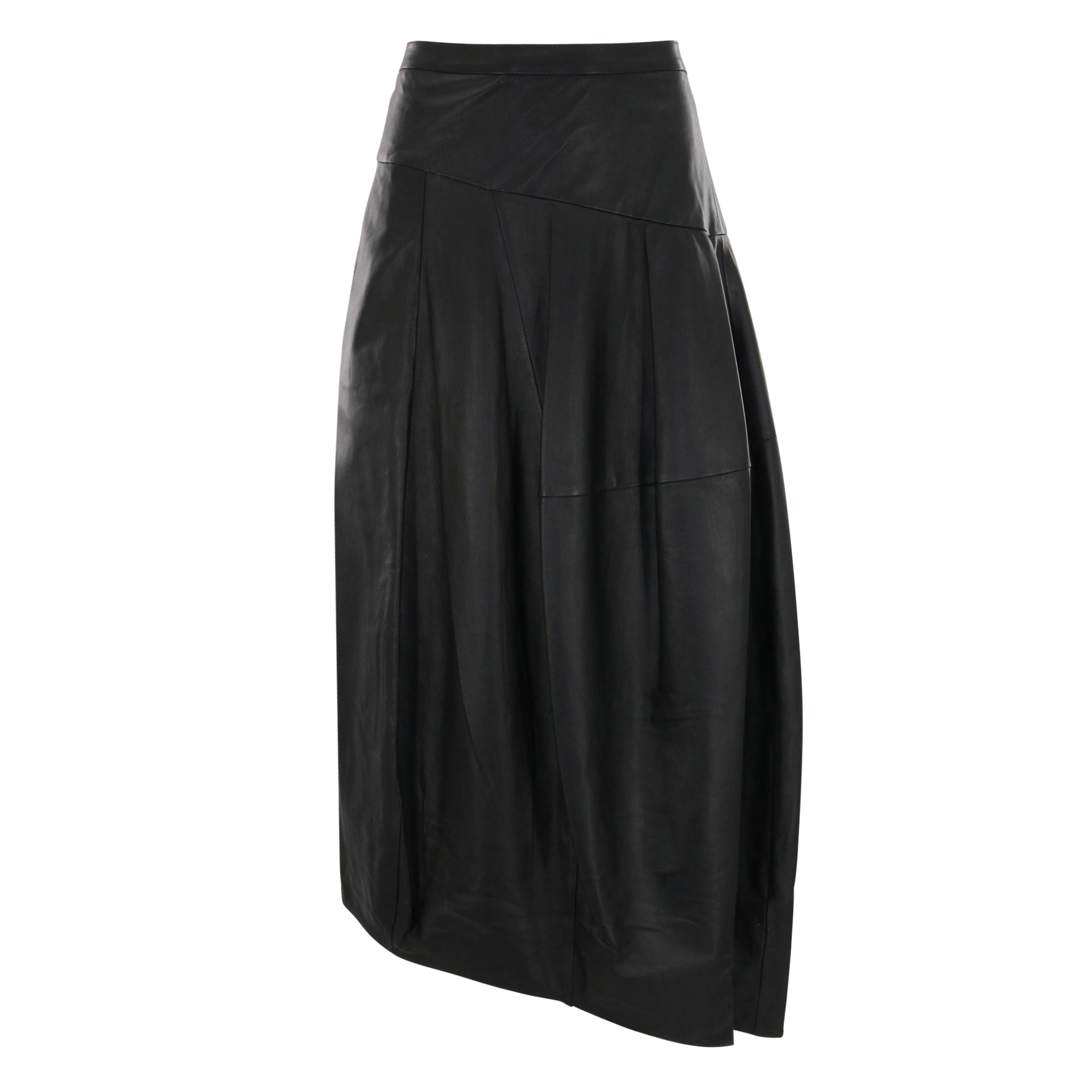Leather Asymmetrical Balloon Skirt