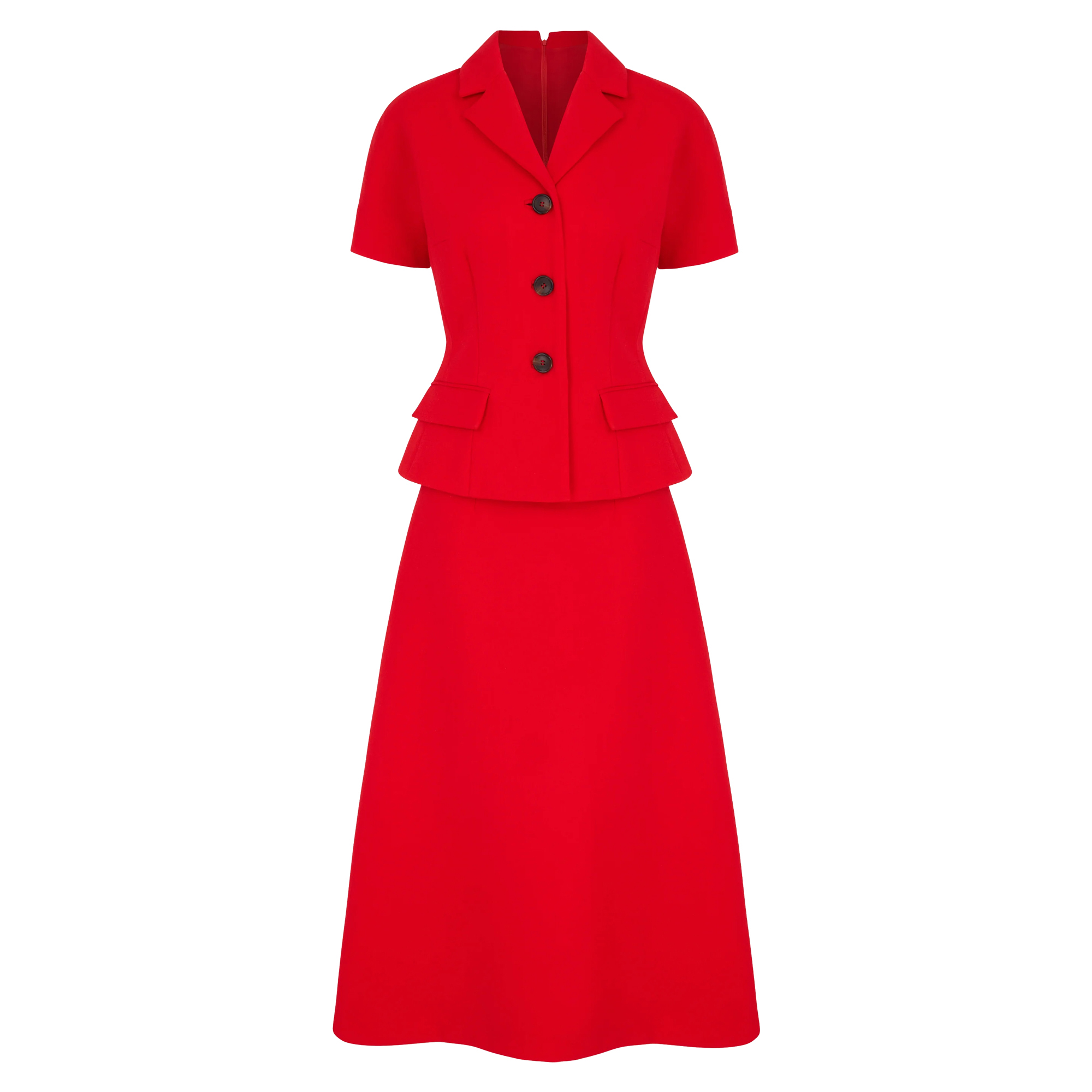 Alexina Short Sleeve Single Wool Crepe Dress