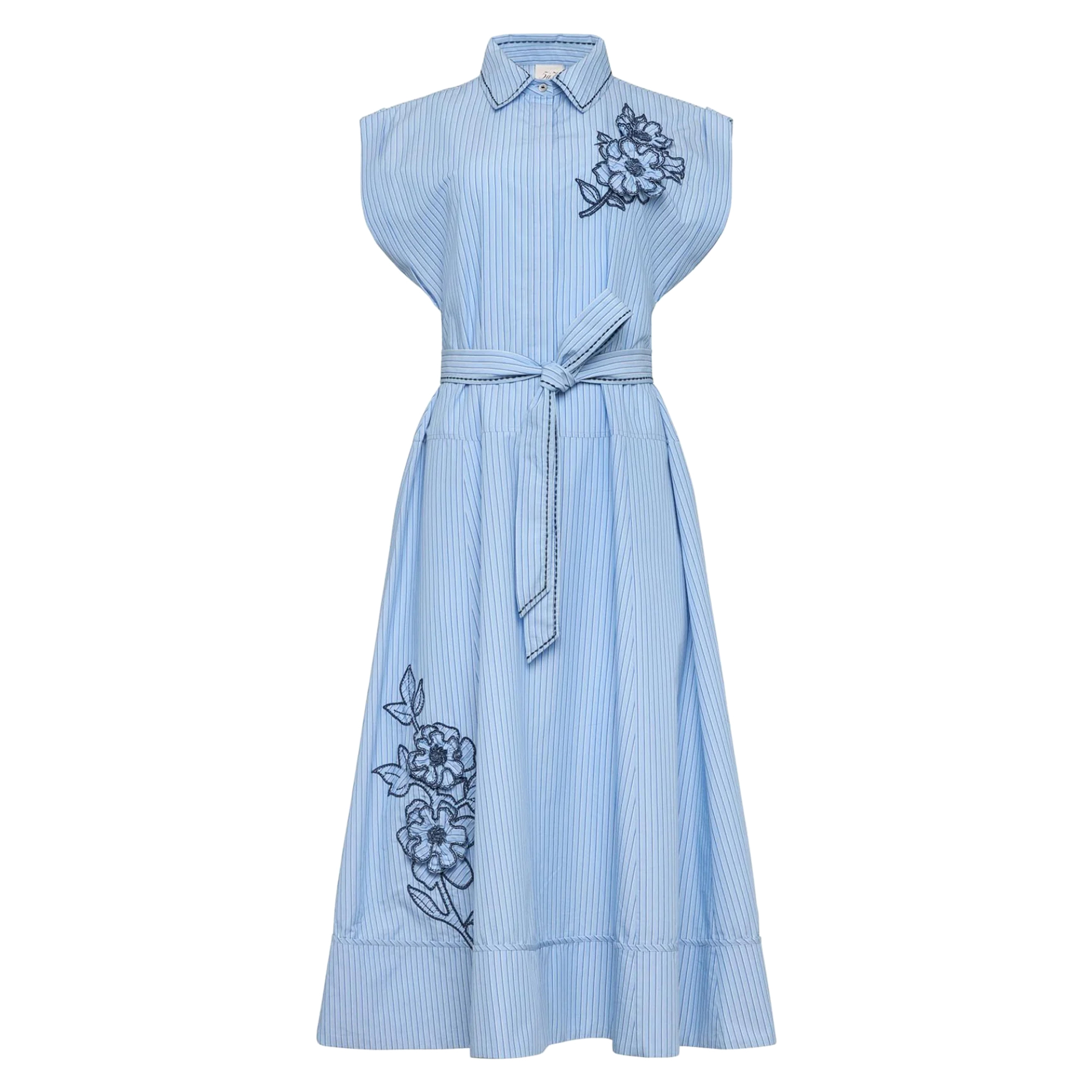 Callie Short Sleeve Belted Midi Dress