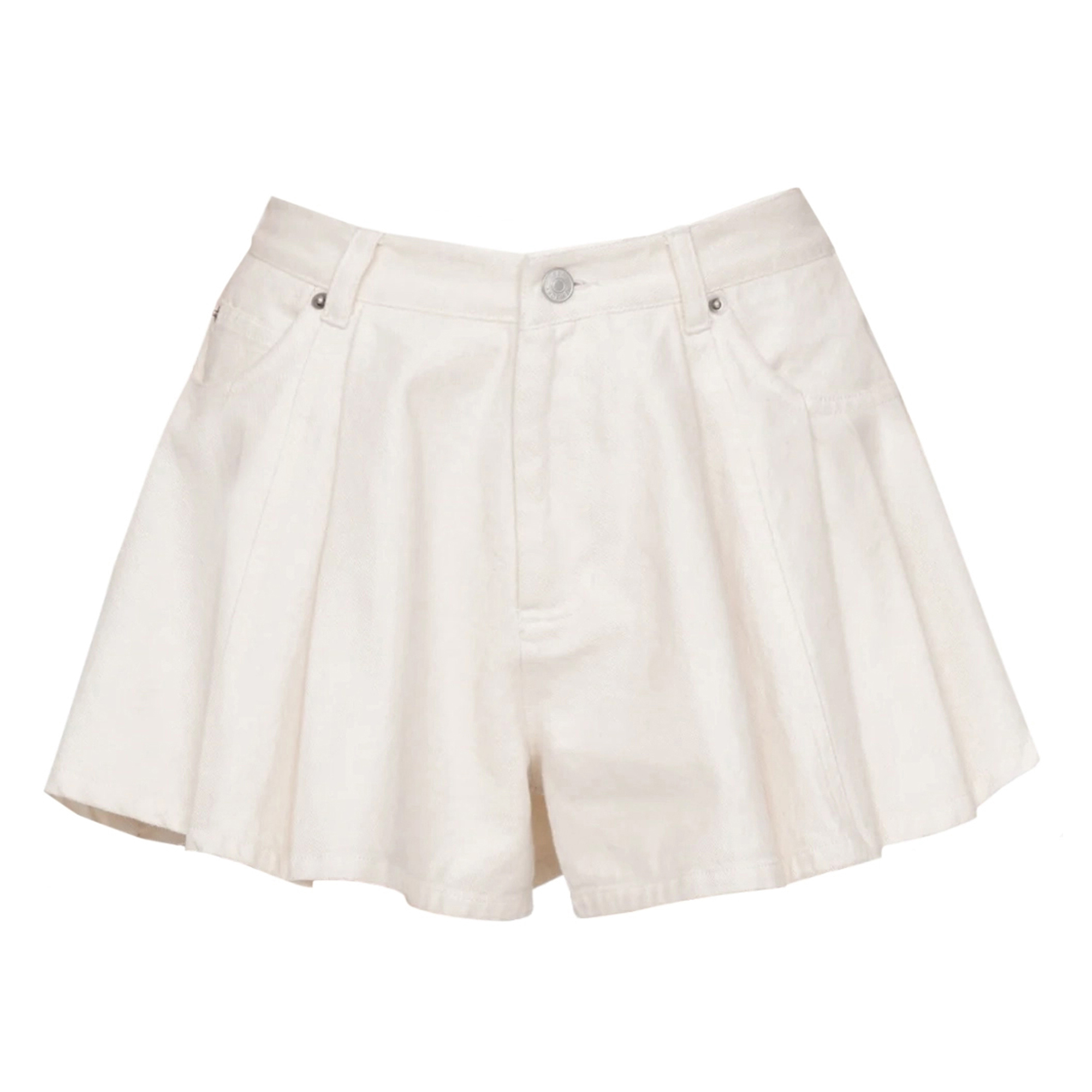 Stasia Pleated Denim Jean Shorts