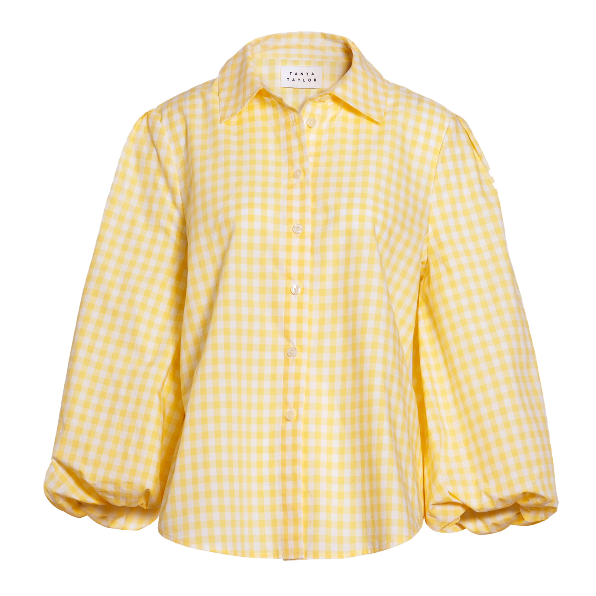 Marina Long Sleeve Button-Up Gingham Top