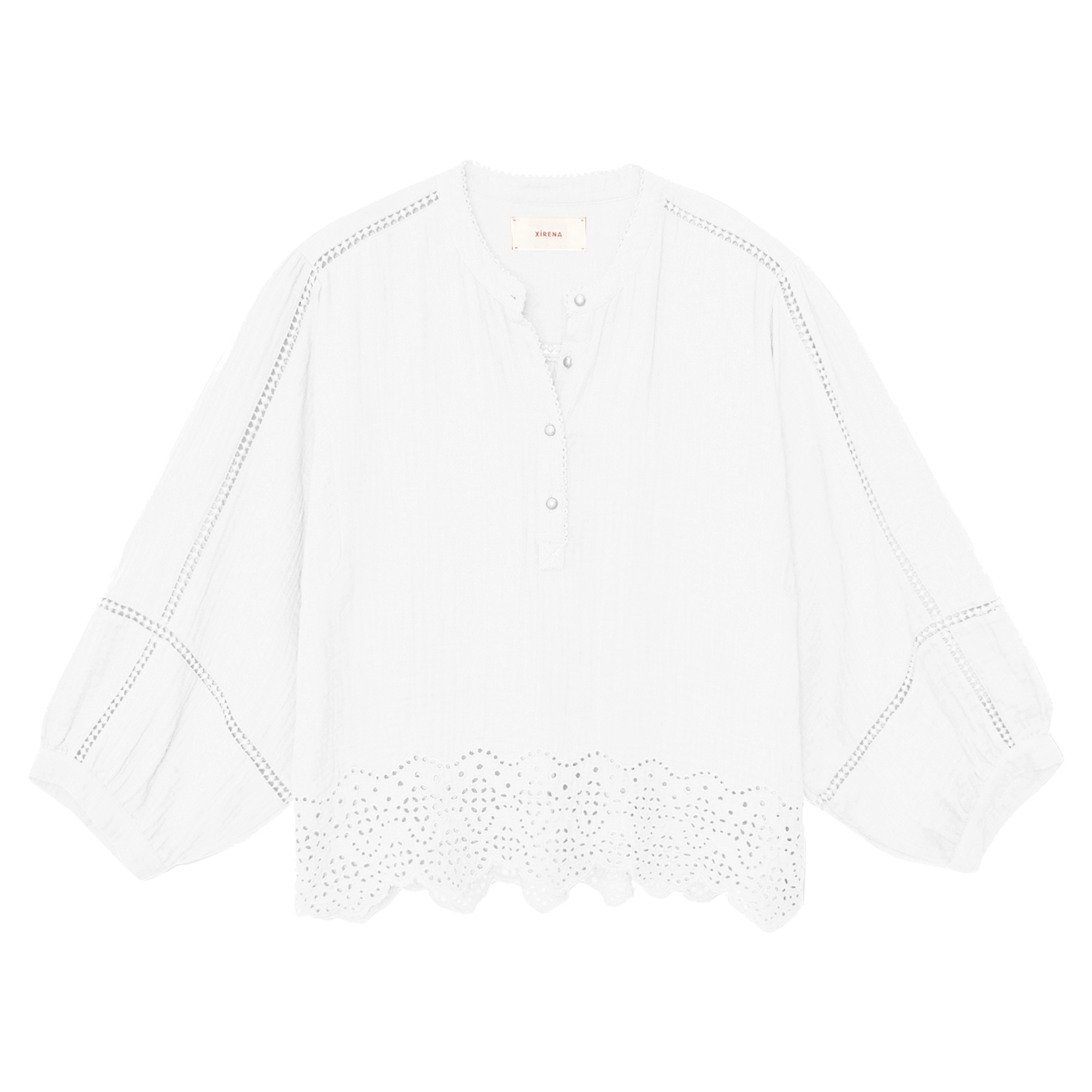 Roxanna Blouson Sleeve Top With Eyelet Hem