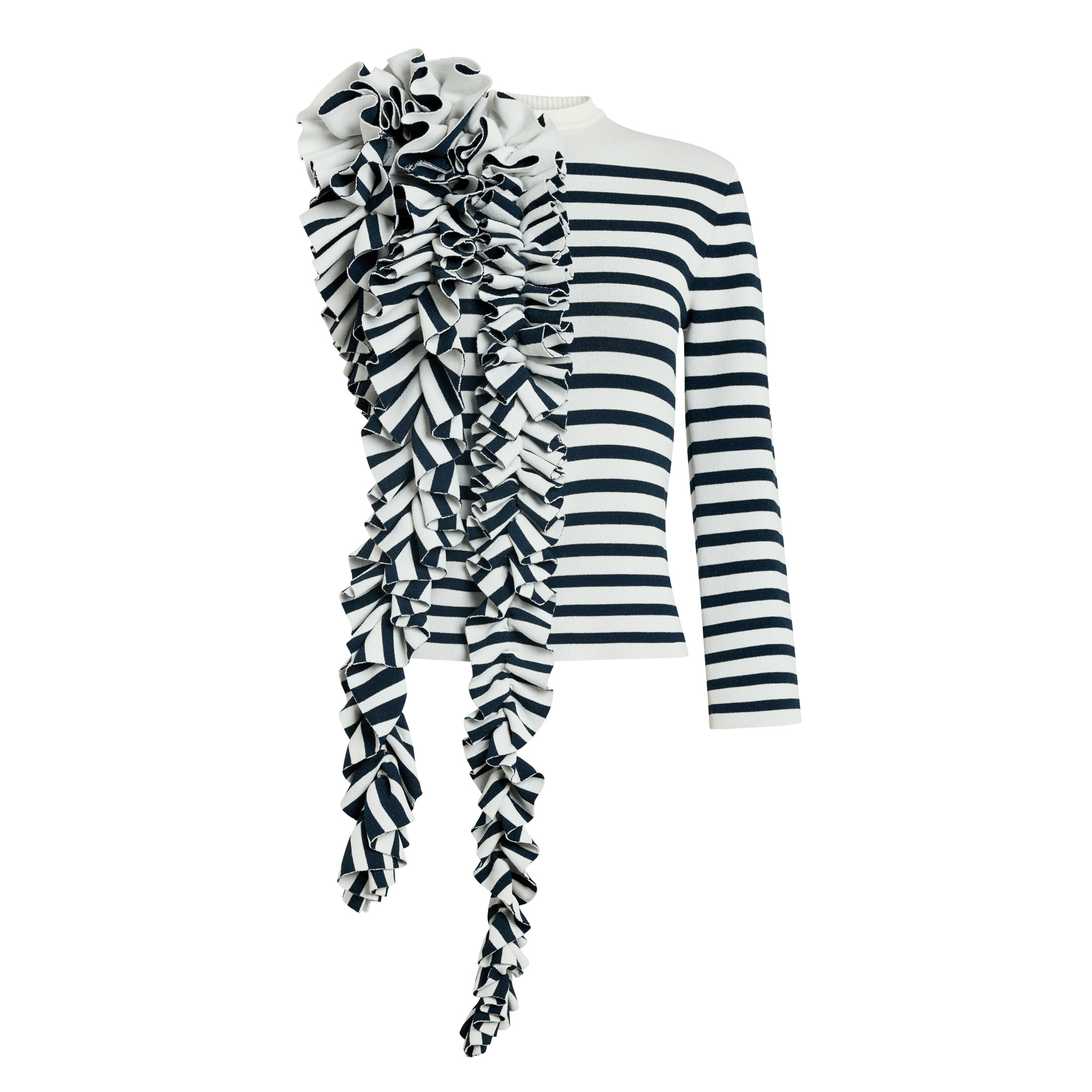 One-Sleeve Fitted Top With Ruffle